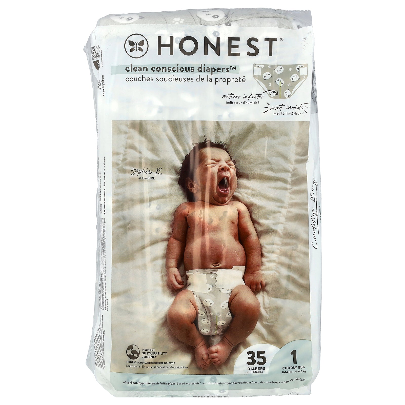 Pañales The Honest Company Clean Conscious, Tamaño 1, 4-6 Kg, 35 - Venta Internacional.