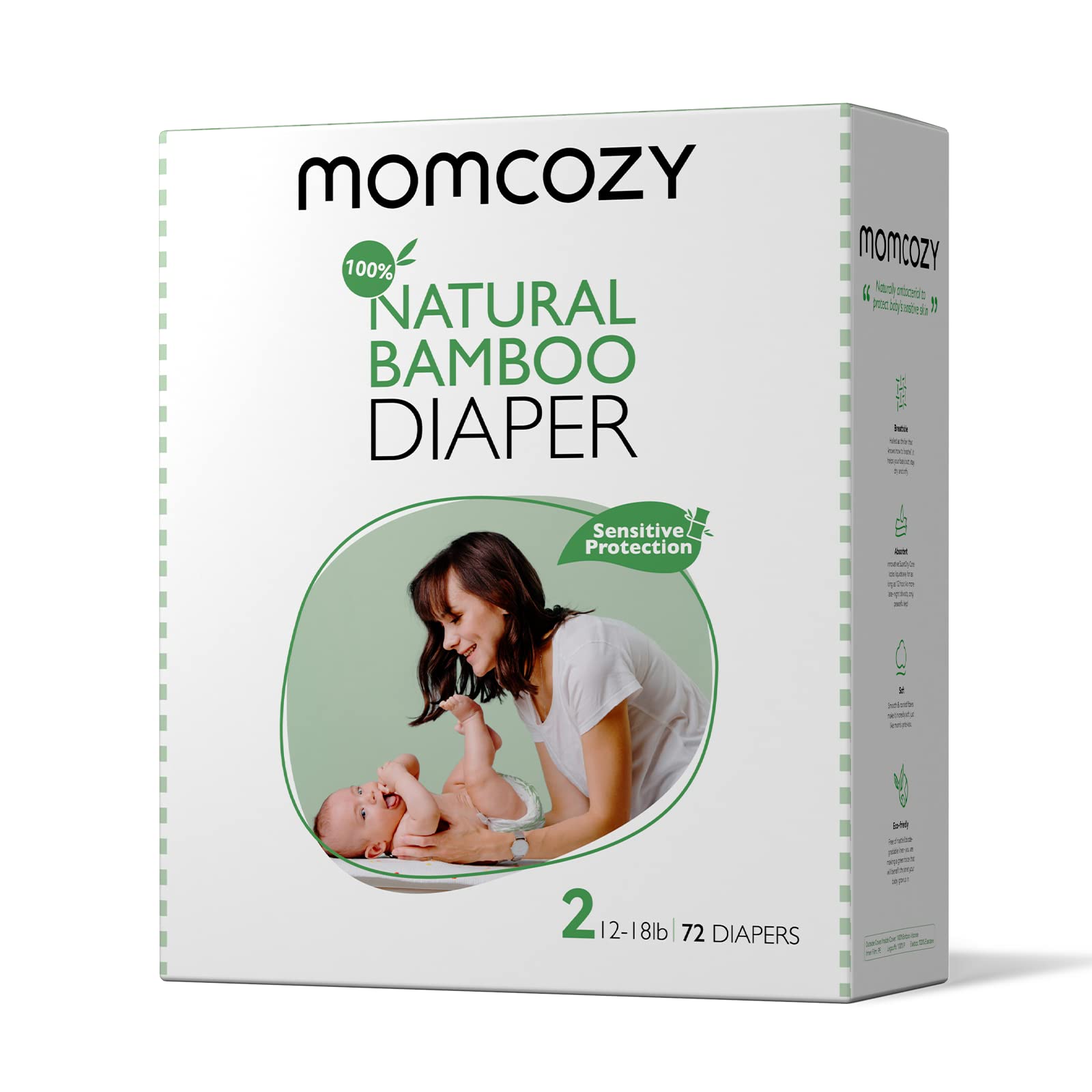 Pañales Desechables Momcozy De Bambú, Tamaño 2, Para Recién Nacidos, 72 Unidades - Venta Internacional.