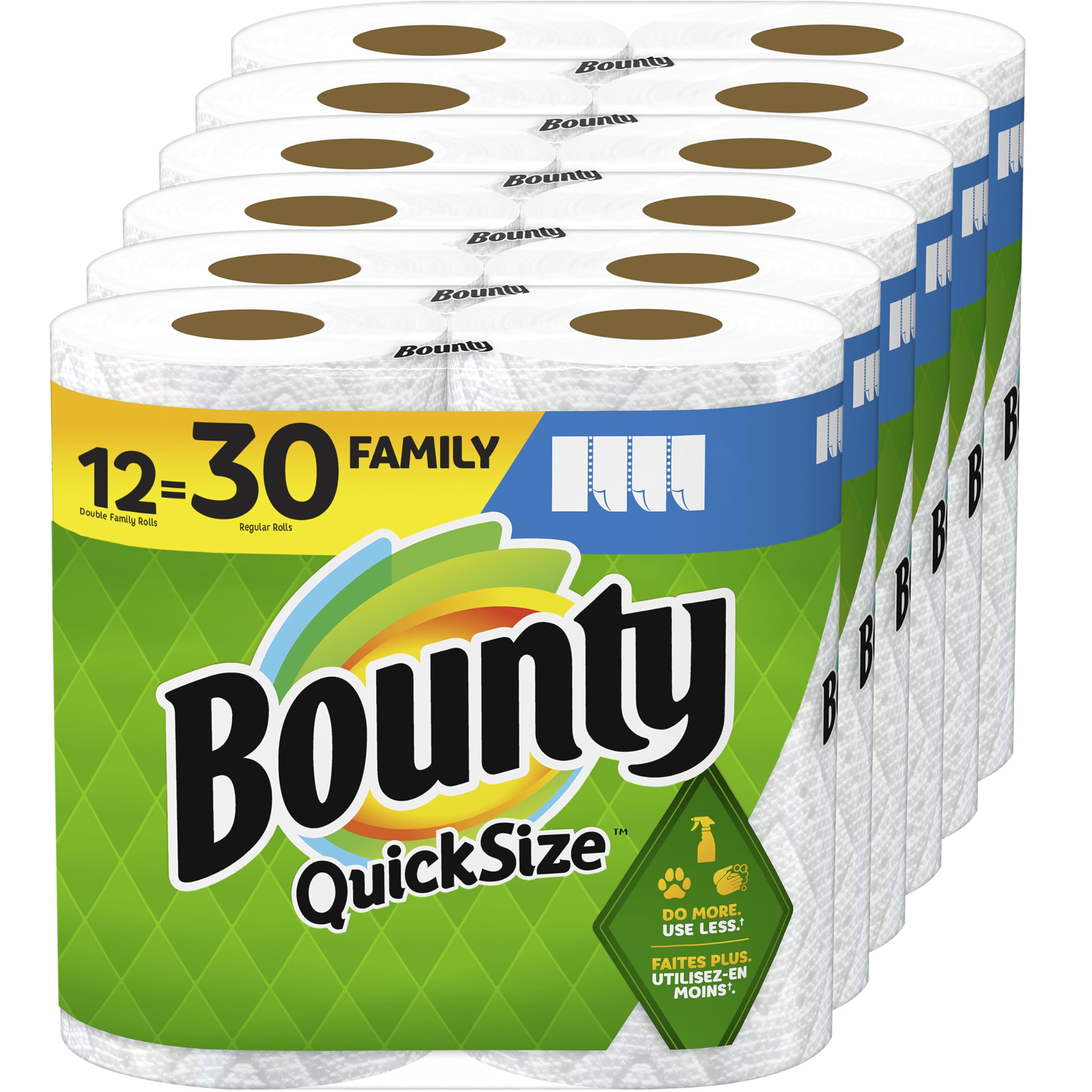 Foto 1 | Toallas De Papel Bounty, Tamaño Rápido, Color Blanco, 12 Unidades Familiares = 30 Normales - Venta Internacional.