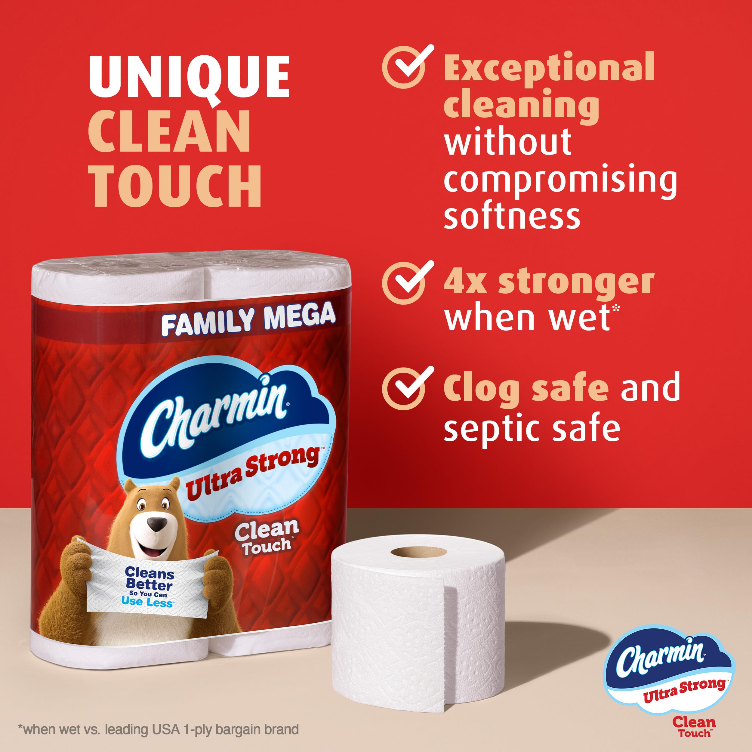 Foto 3 | Papel Higiénico Charmin Ultra Strong Clean Touch 24 Mega Rollos - Venta Internacional.