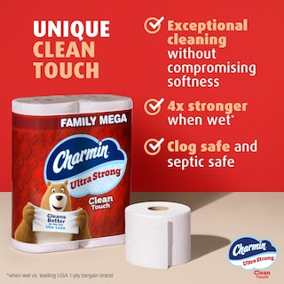Foto 3 | Papel Higiénico Charmin Ultra Strong Clean Touch 24 Mega Rollos - Venta Internacional.