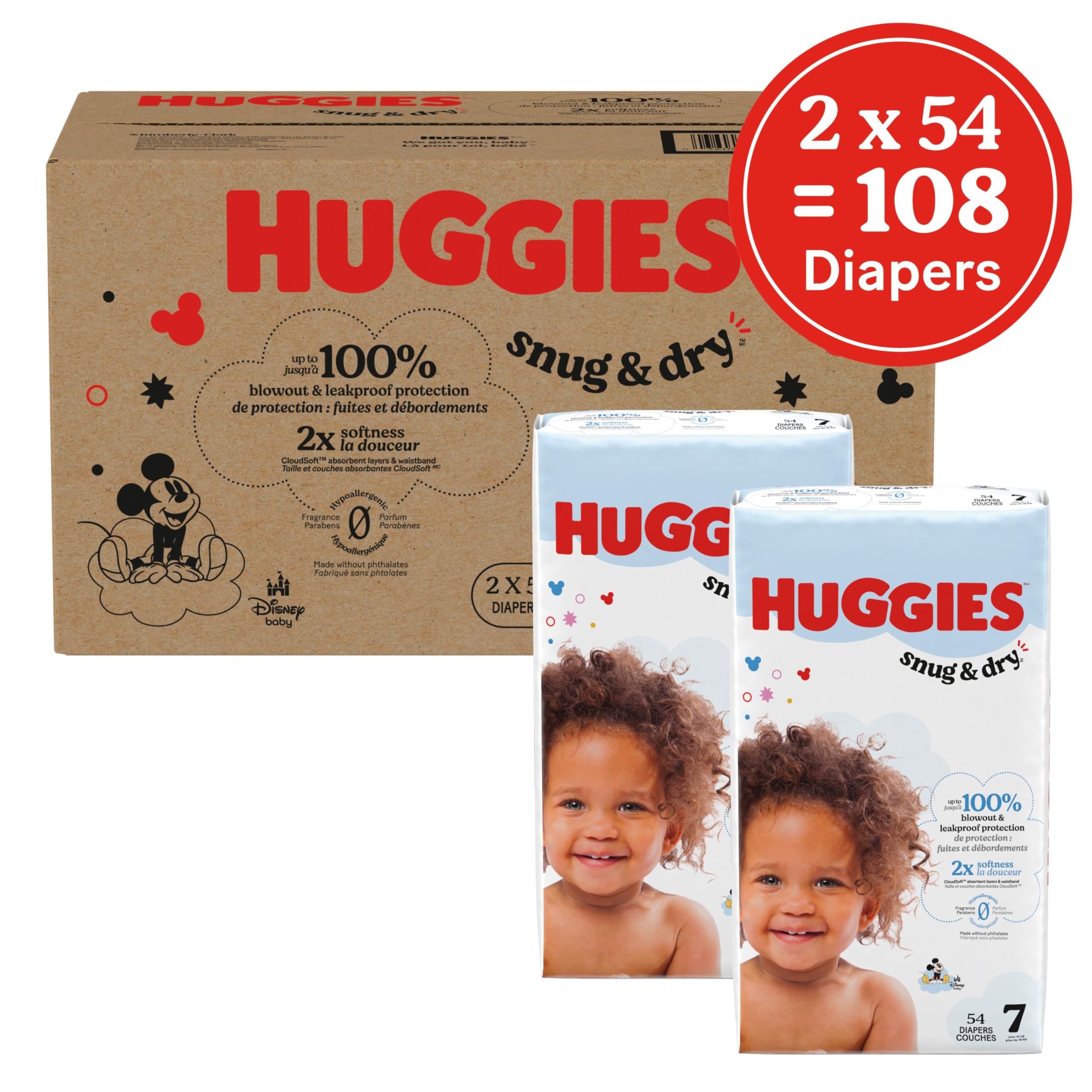 Foto 3 pulgar | Pañales Huggies Snug & Dry Tamaño 7 Para Bebé (más De 41 Libras) X108 - Venta Internacional.