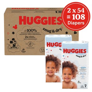 Foto 2 | Pañales Huggies Snug & Dry Tamaño 7 Para Bebé (más De 41 Libras) X108 - Venta Internacional.