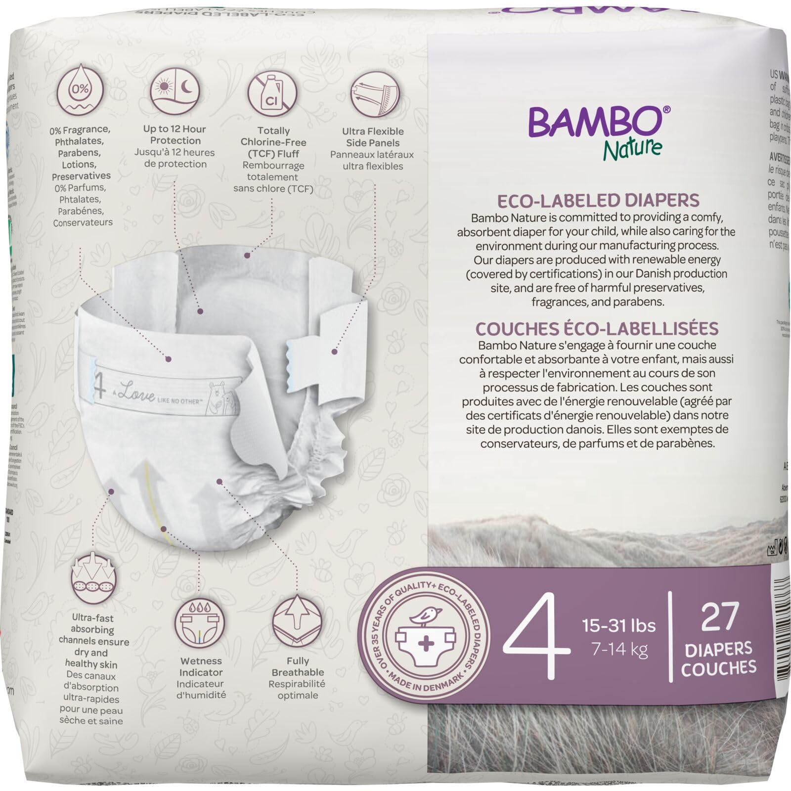 Foto 6 | Pañales Para Bebés Bambo Nature Hipoalergénicos Tamaño 4 (15-31 Libras) - Venta Internacional.