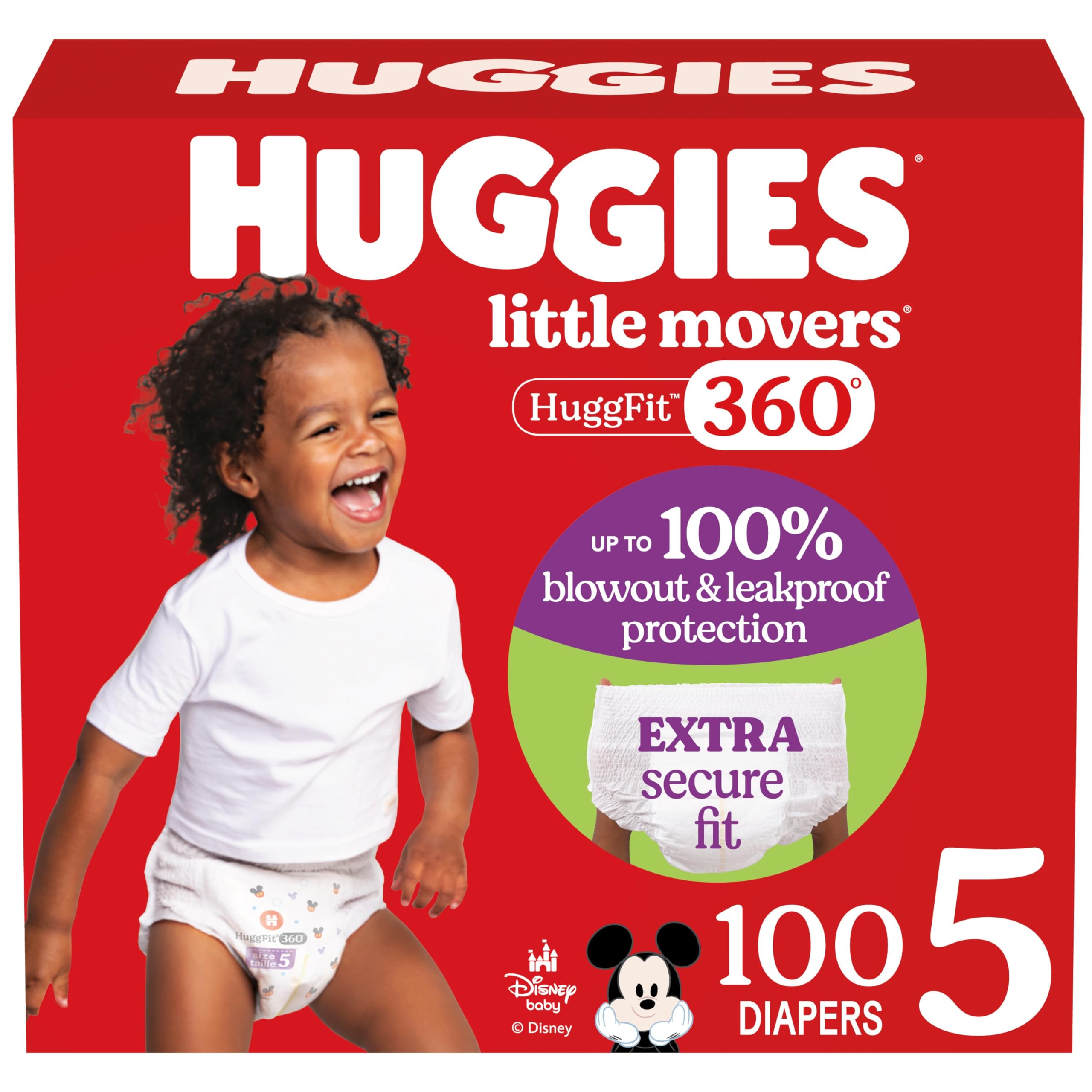 Pañales Huggies Little Movers Huggfit 360°  Talla 5 (12-17 Kg)  100 - Venta Internacional.
