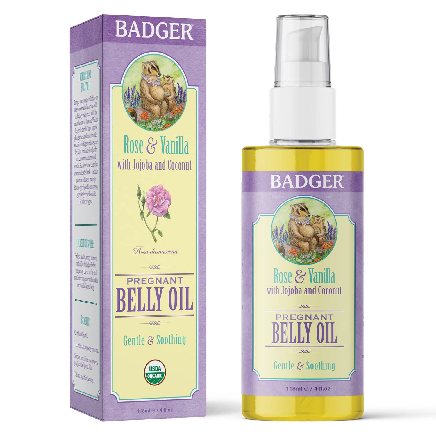 Foto 4 pulgar | Aceite Para Barriga Embarazada Badger Rose & Vanilla, 118 Ml, Orgánico - Venta Internacional.