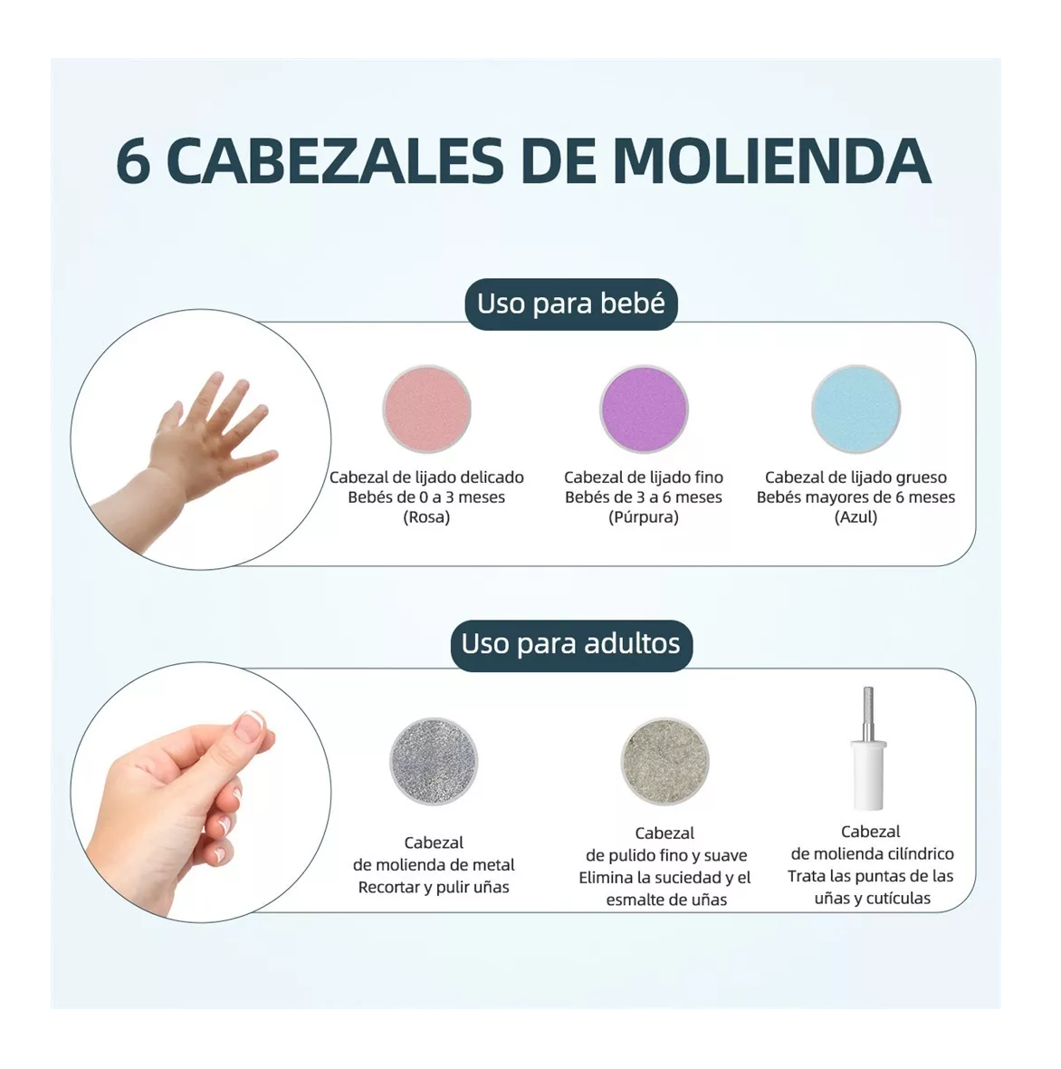 Foto 4 pulgar | Lima De Uñas Eléctrica Para Bebé Y Adulto Con Luz Led-blanco