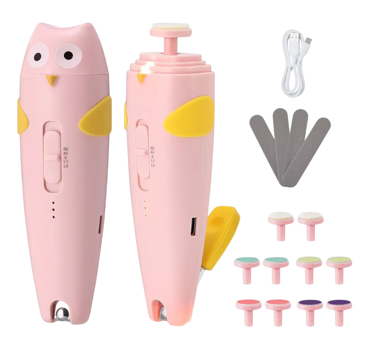 Foto 2 pulgar | Lima de Uñas y Cortaúñas Recargable para Bebé con Led Rosa 15 Piezas