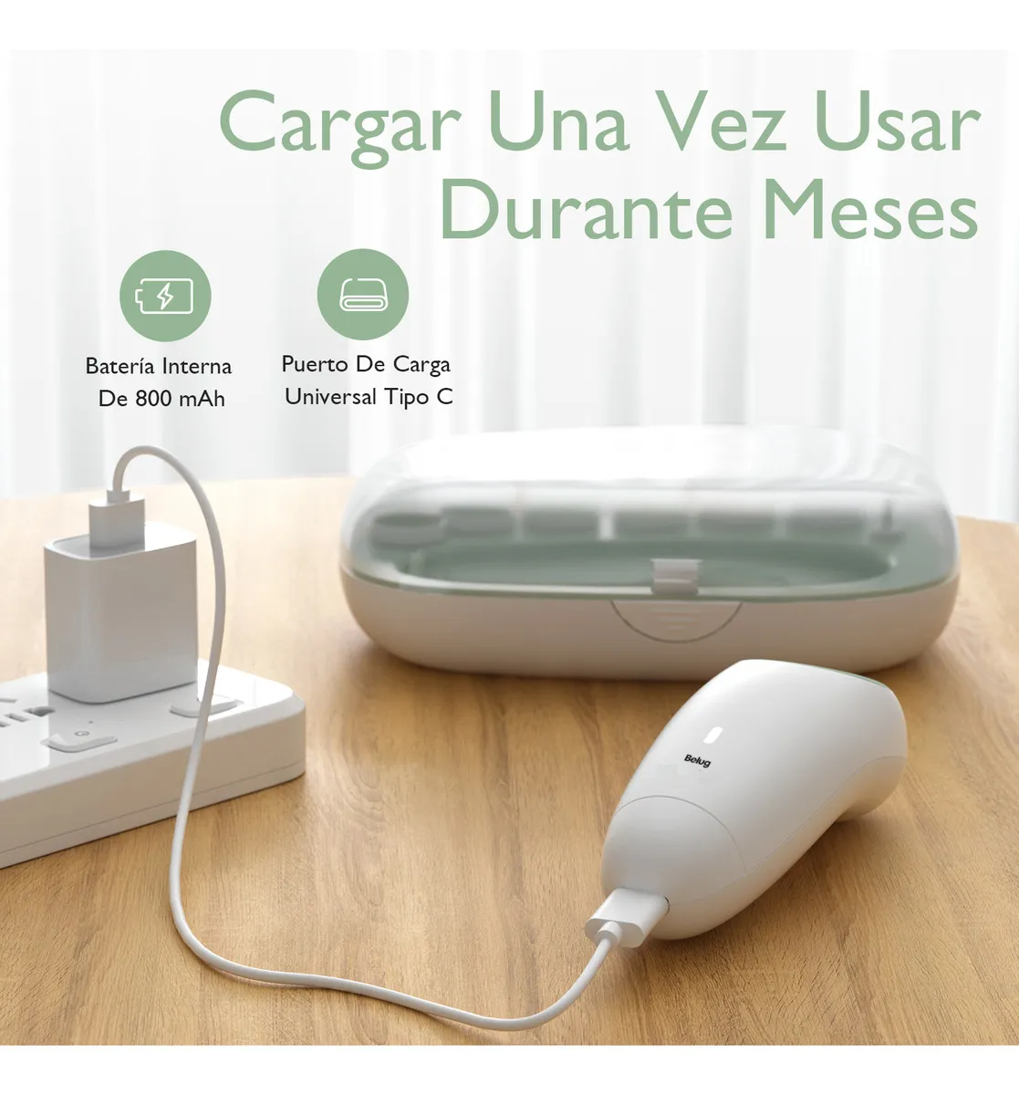 Foto 3 pulgar | Lima De Uñas Eléctrica Para Bebés Verde Con Blanco