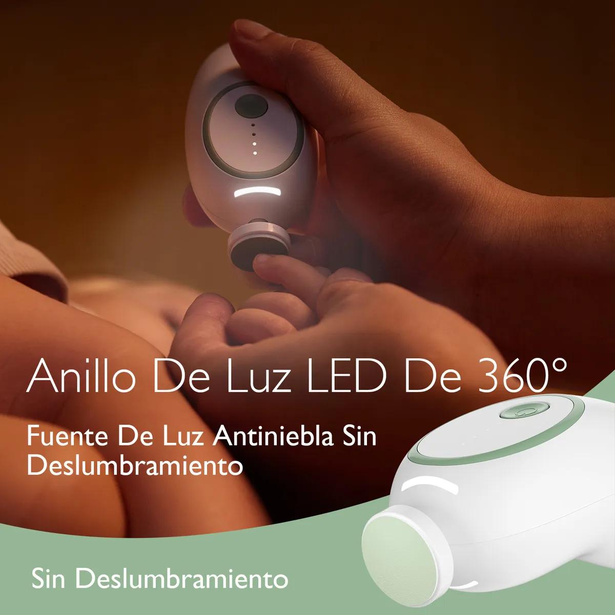 Foto 5 pulgar | Lima De Uñas Eléctrica Para Bebés Verde Con Blanco