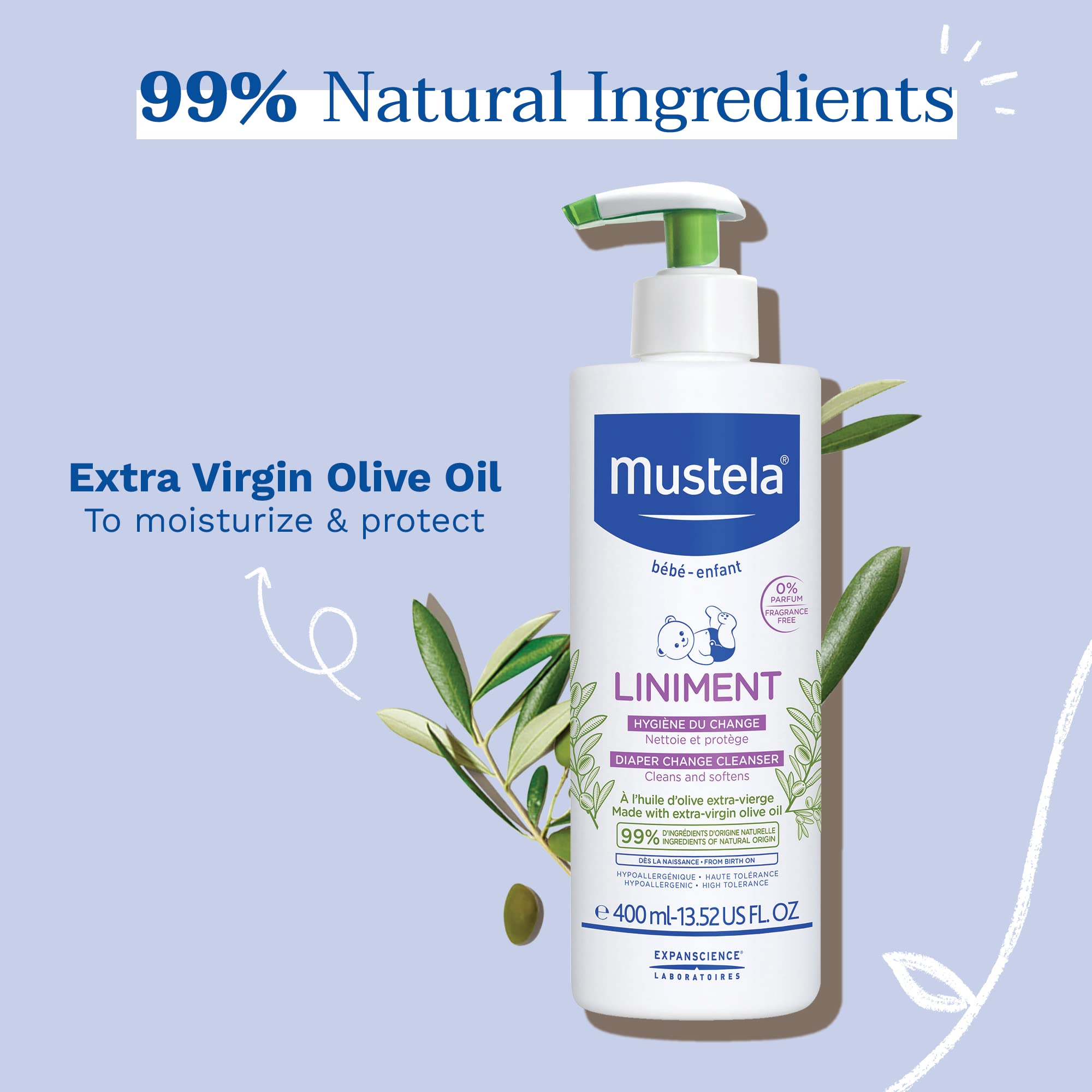 Foto 2 | Limpiador Mustela Liniment No-rinse Con Aceite De Oliva Virgen Extra 400 Ml - Venta Internacional.
