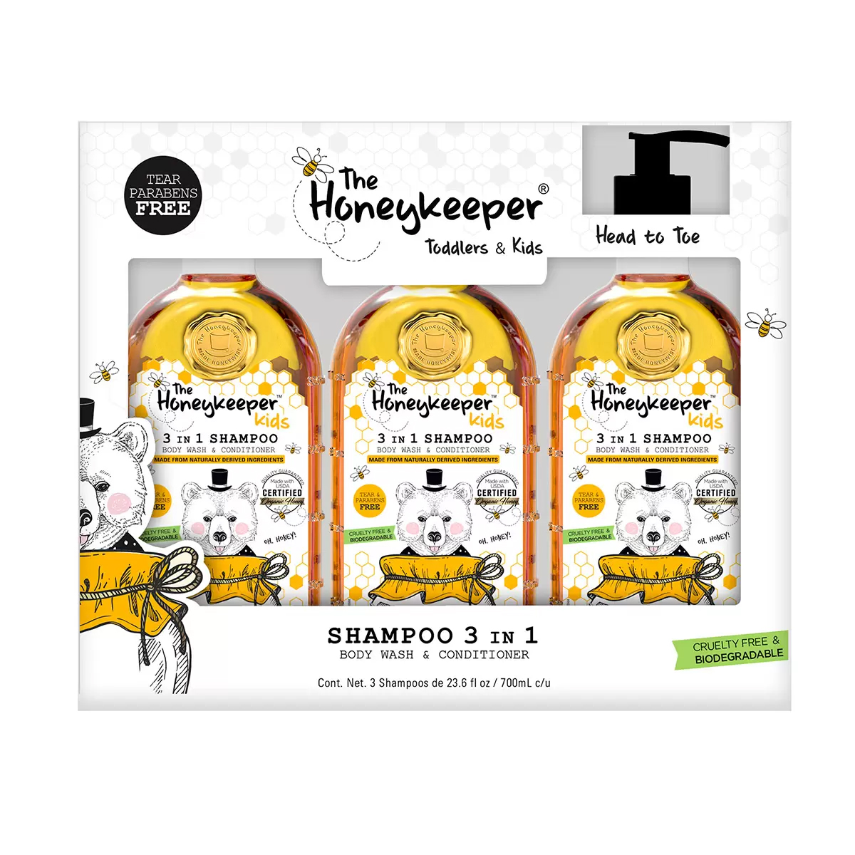 Foto 5 pulgar | Shampoo The Honeykeeper 3 en 1 3 Piezas