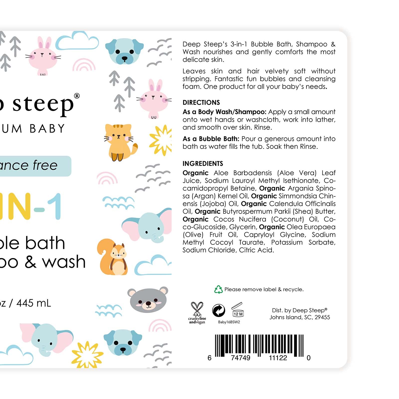 Foto 4 pulgar | Baño De Burbujas, Champú Y Gel De Baño Deep Steep Sin Fragancia - Venta Internacional.