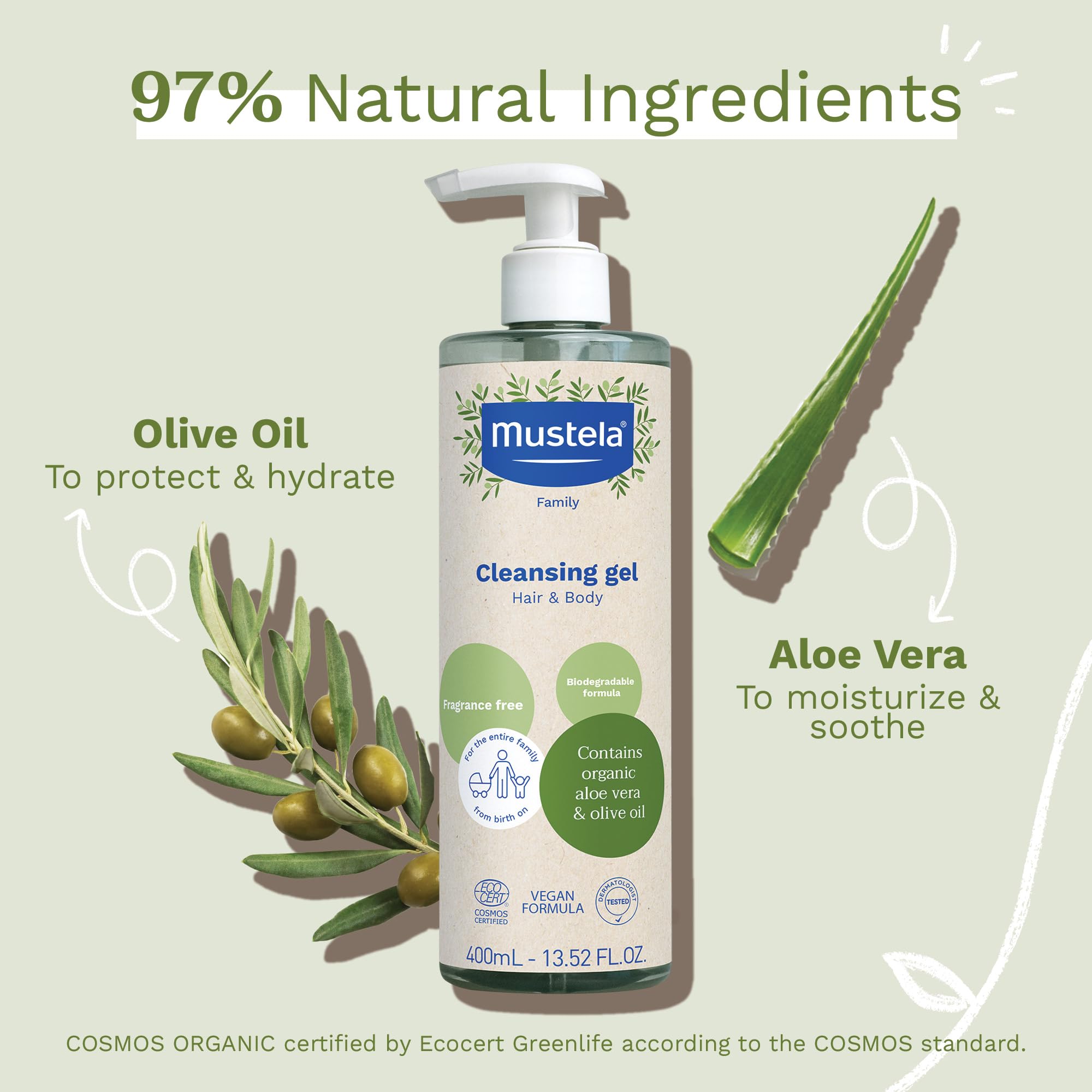 Foto 4 pulgar | Gel Limpiador Mustela  Certificado Orgánico  400 Ml  Para Bebés  Niños Y Adultos - Venta Internacional.