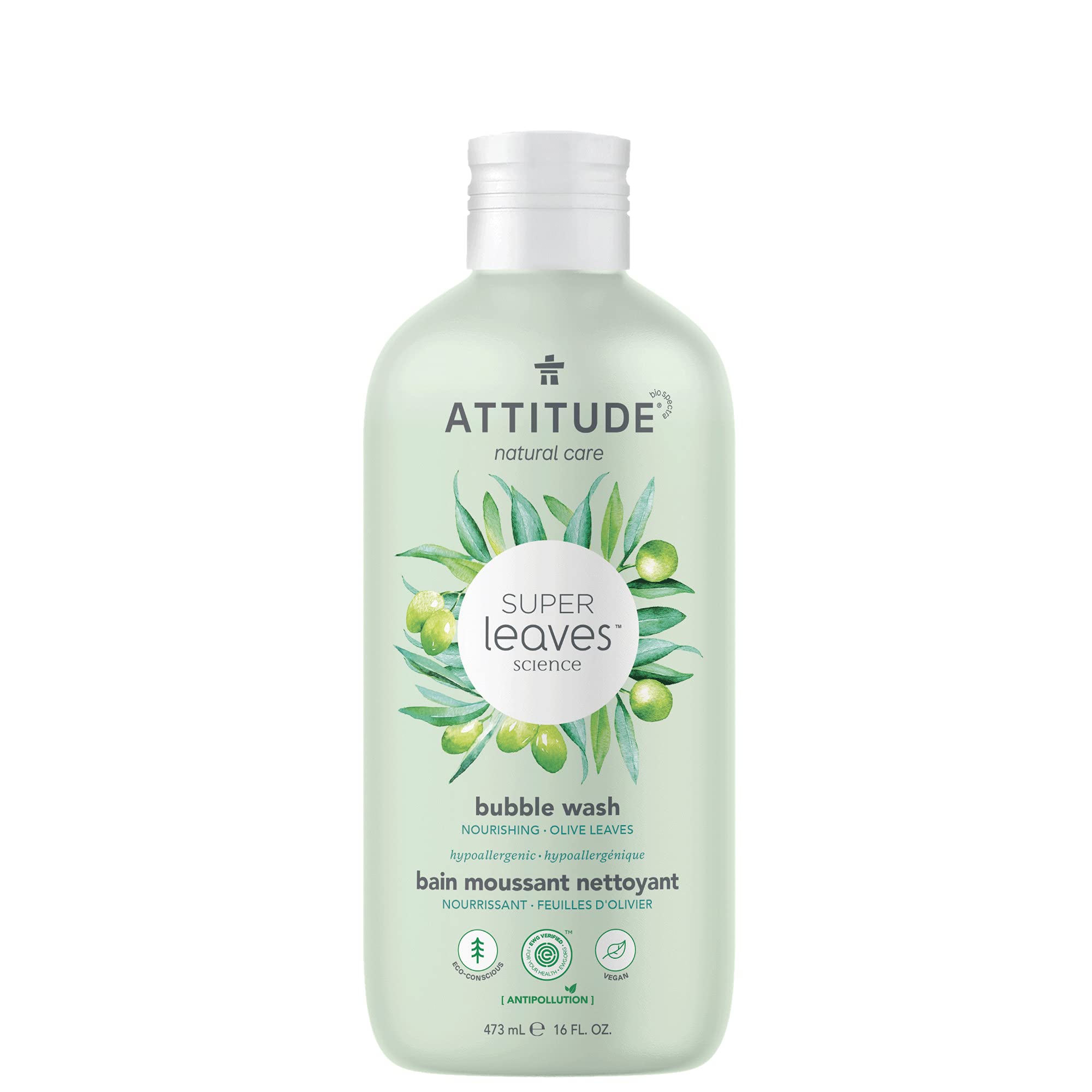 Bubble Bath Attitude Olive Leaves  473 Ml  Certificado Ewg  Vegano - Venta Internacional.