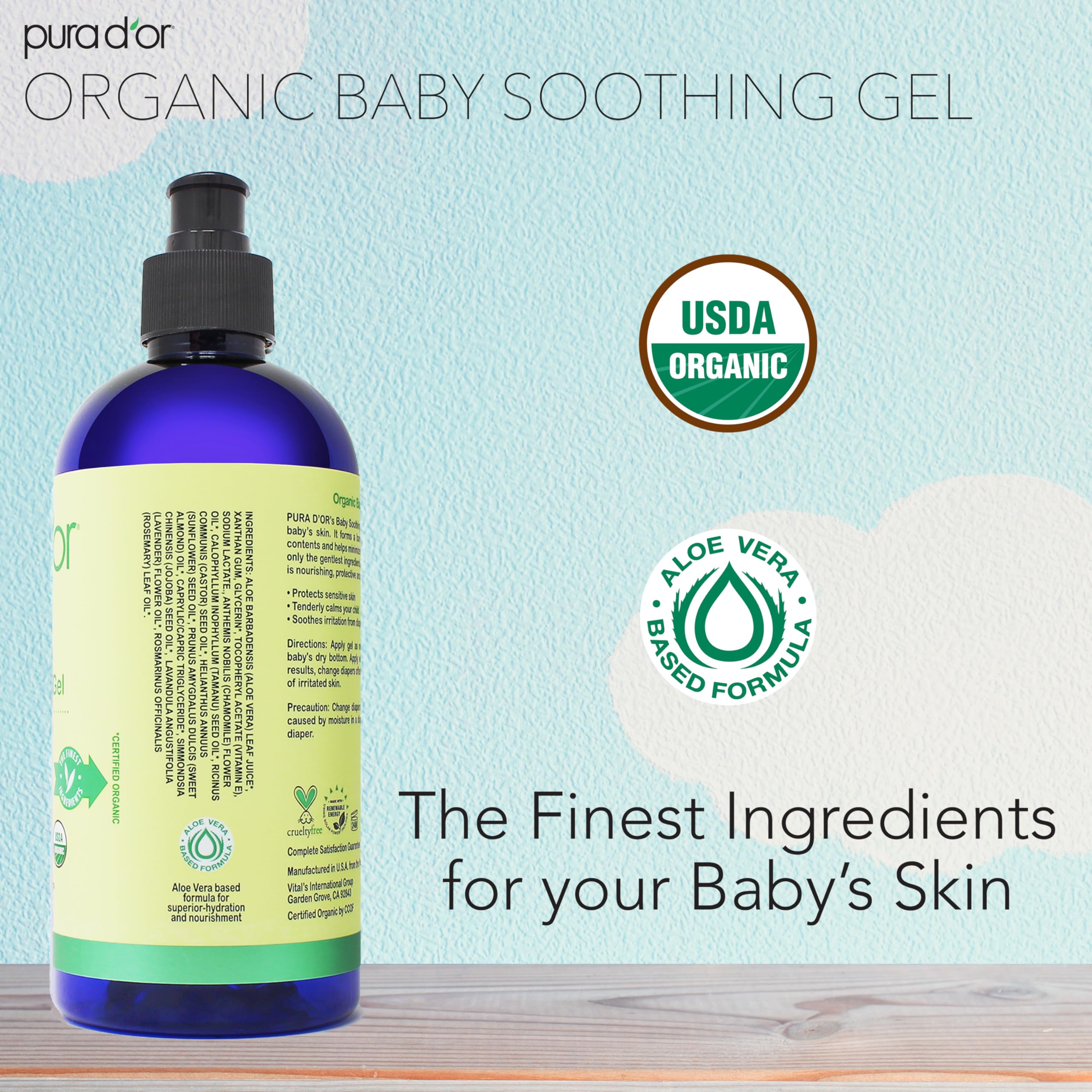 Foto 6 pulgar | Gel Calmante Pura D'or Organic Baby 473 Ml Con Aloe Vera Y Aceites - Venta Internacional.