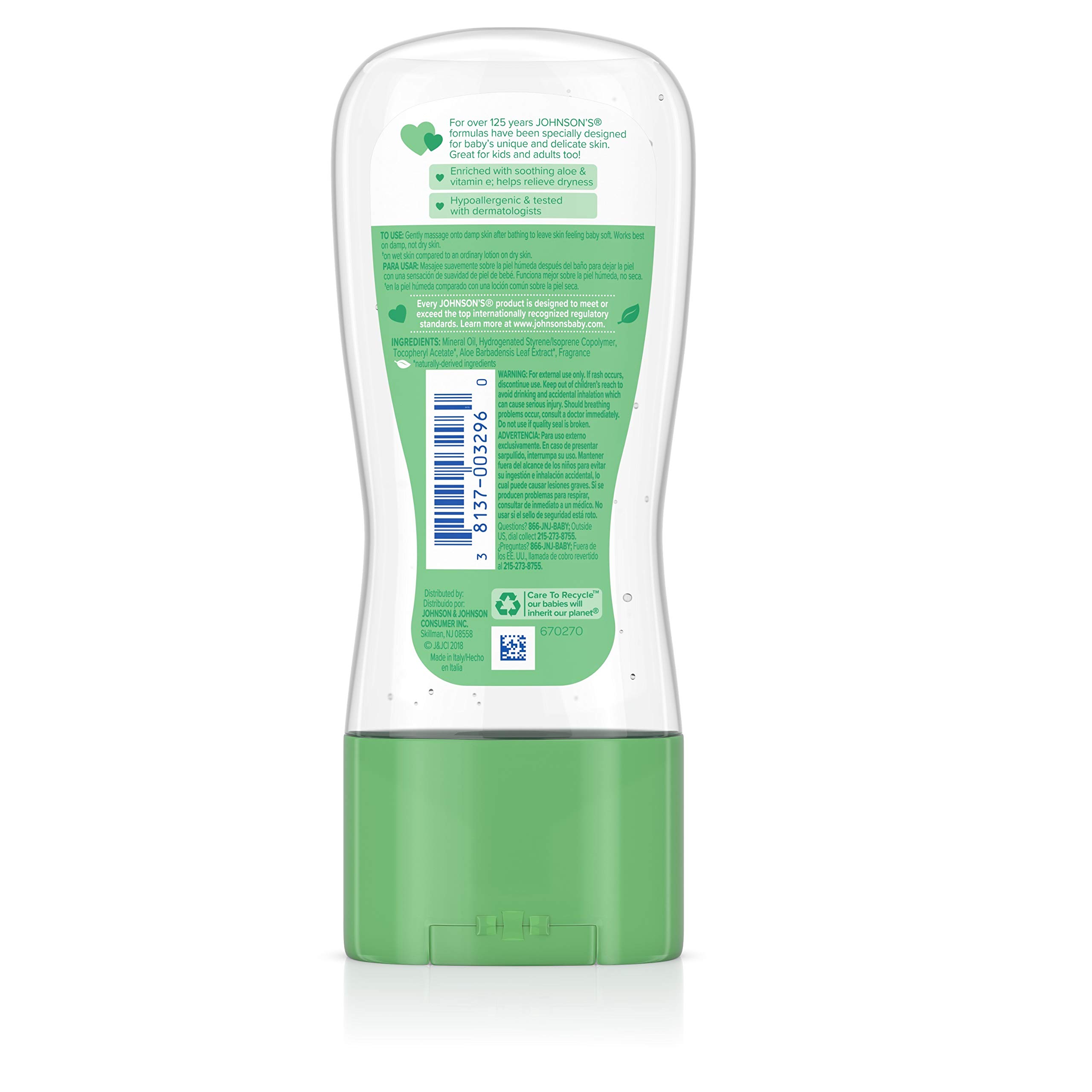 Foto 2 | Aceite en Gel Johnson's Baby con Aloe Vera y Vitamina E 190 Ml - Venta Internacional