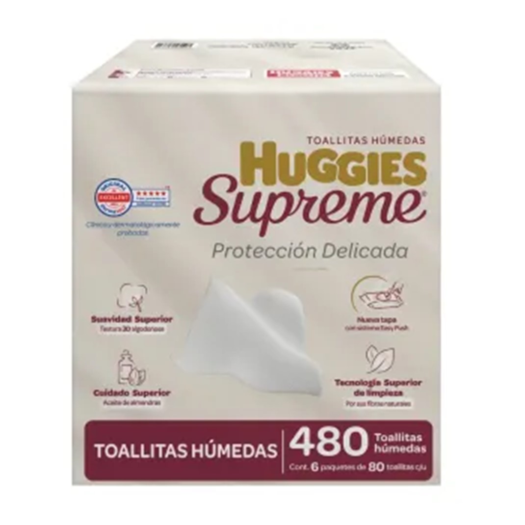 Foto 2 pulgar | Toallitas Húmedas Huggies Supreme 480 Pzas