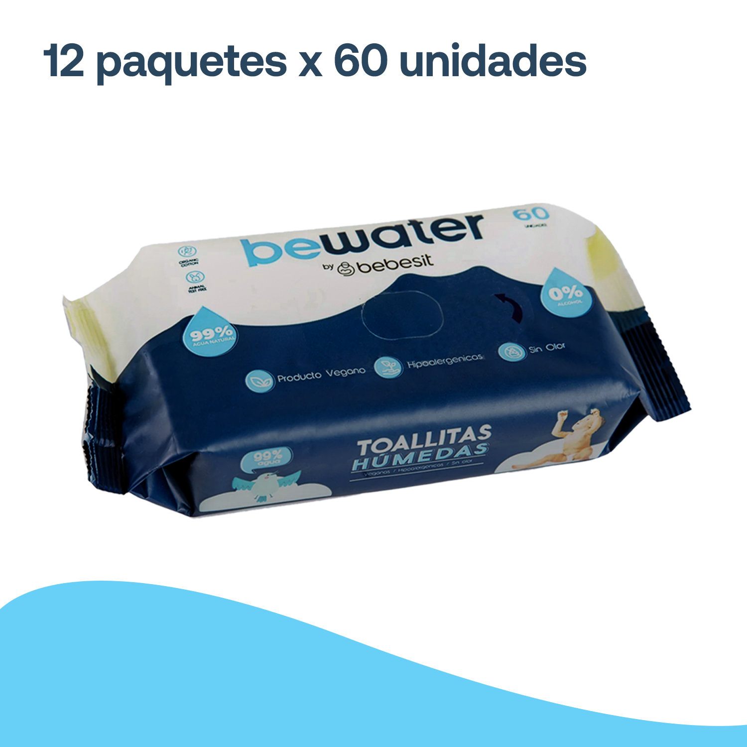Foto 5 pulgar | Wipes Toallitas Húmedas Be Water Bebesit Caja 12 Paquetes