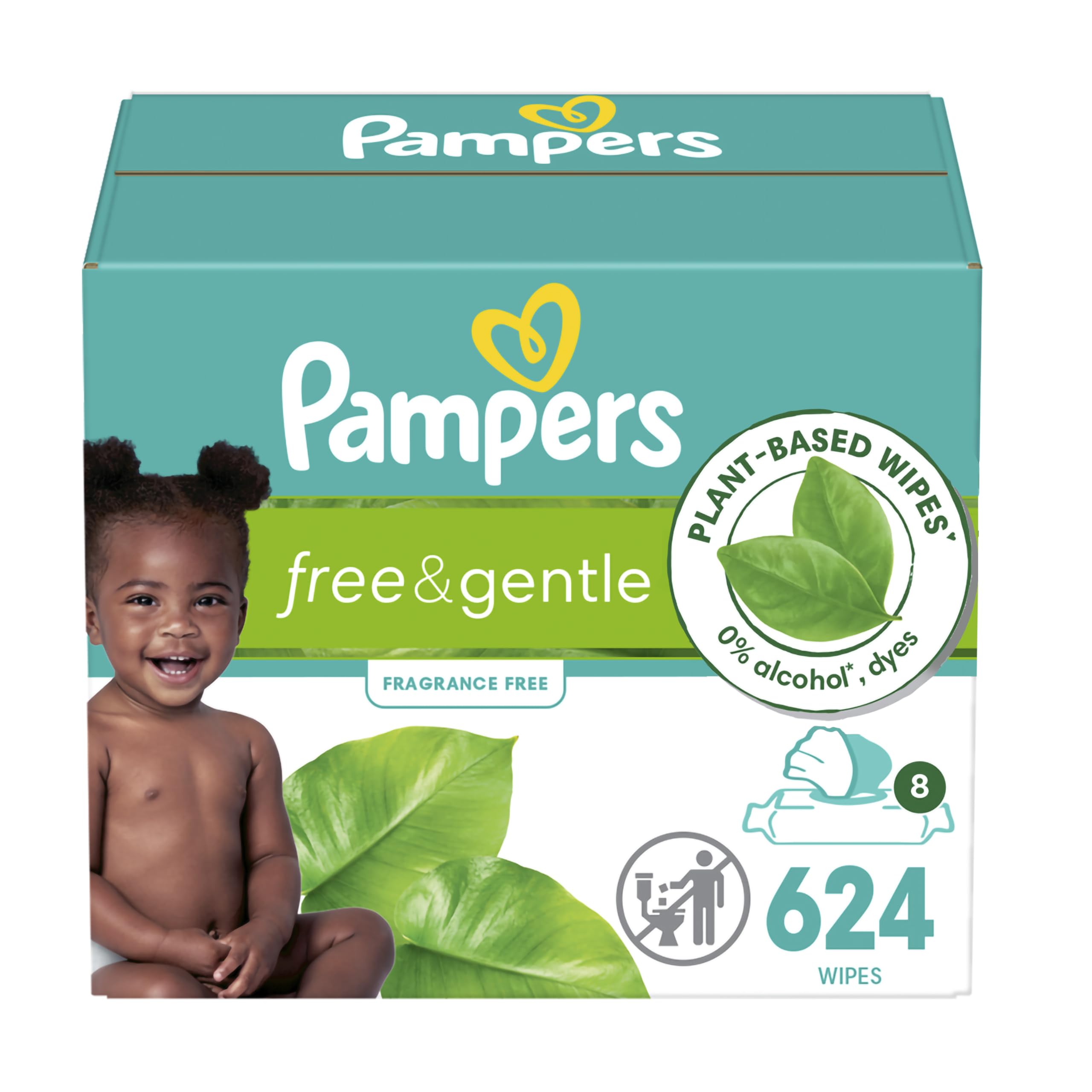 Toallitas Para Bebés Pampers Free & Gentle 100% A Base De Plantas 624 Unidades - Venta Internacional.