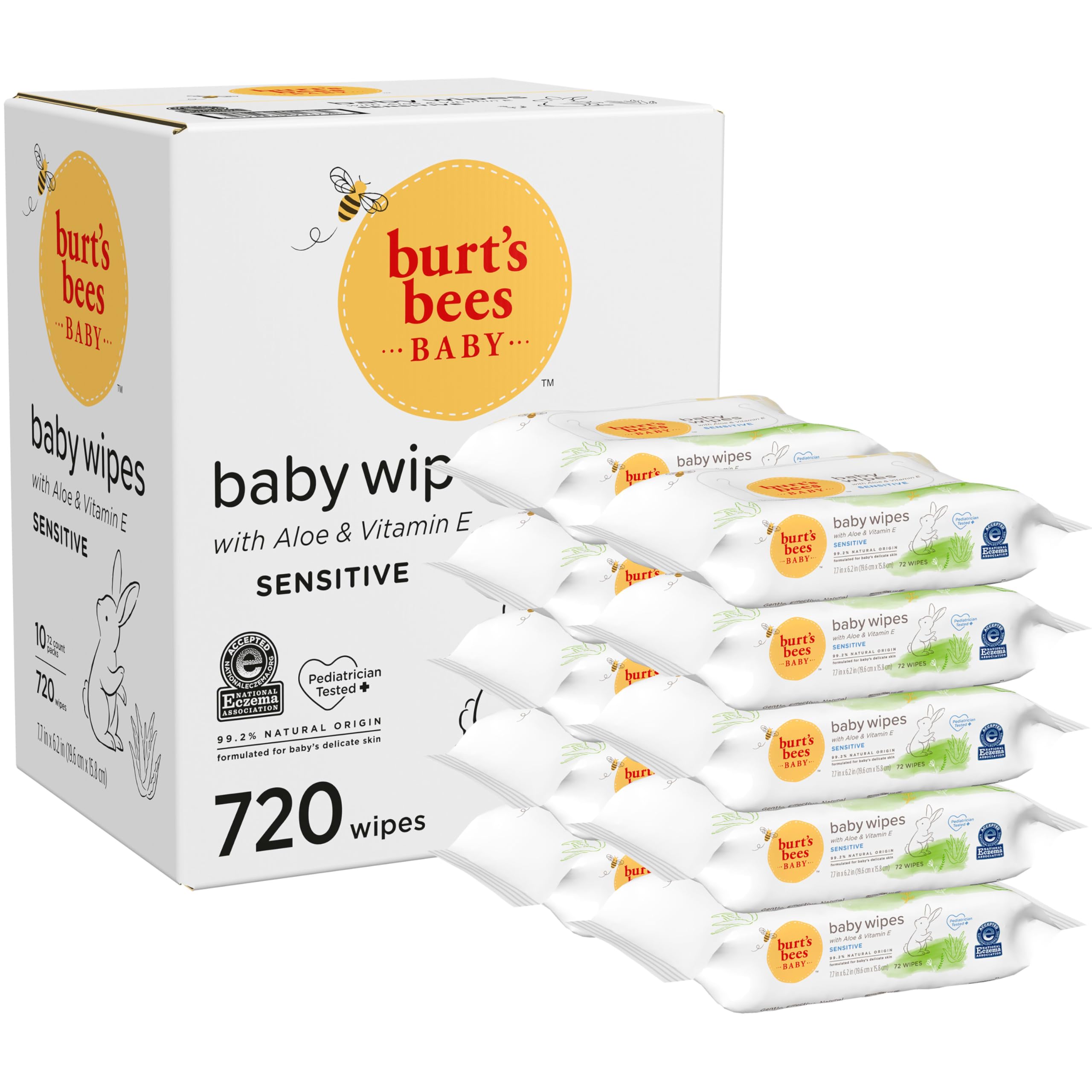 Toallitas Para Bebés Burt's Bees, Sin Perfume, Piel Sensible Y Natural, 720 Ml - Venta Internacional.