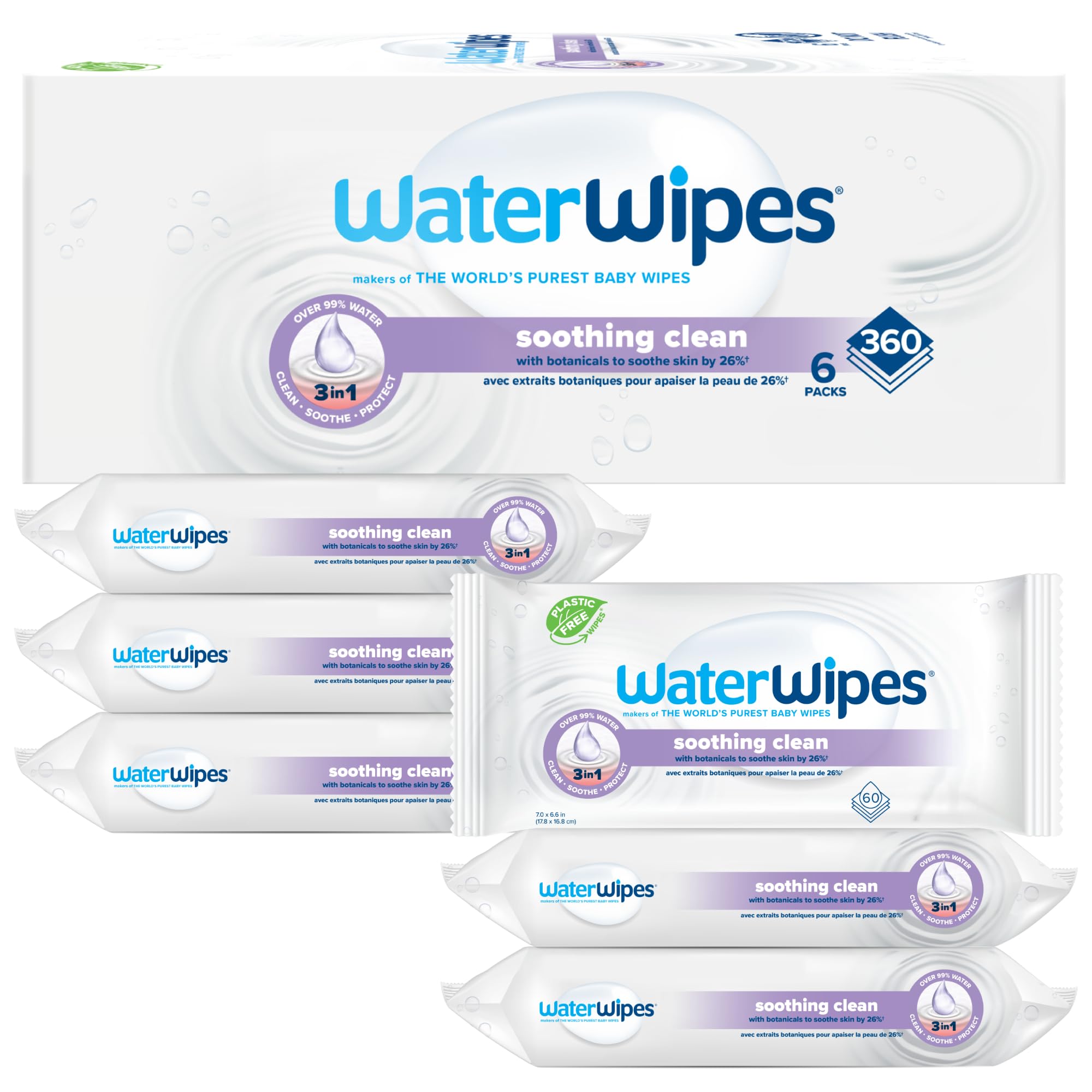 Foto 2 pulgar | Toallitas Para Bebés Waterwipes Soothing Clean, 99% A Base De Agua, 360 Unidades - Venta Internacional.