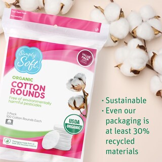 Foto 7 | Cotton Rounds Medline Simply Soft Premium Organic 300 Almohadillas - Venta Internacional.