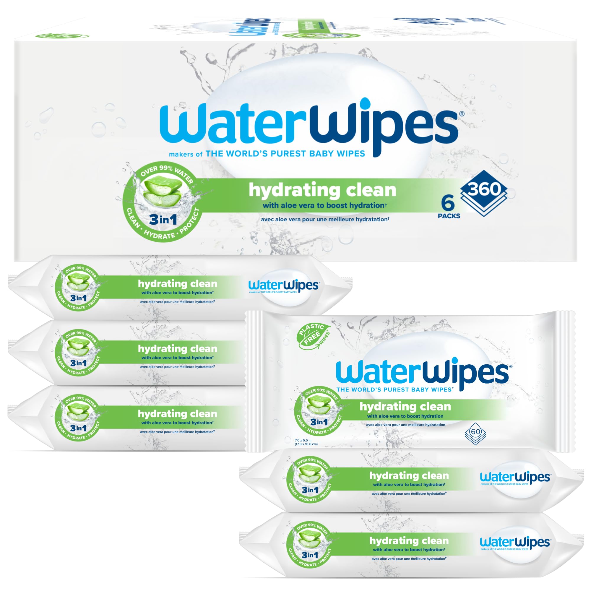Toallitas Para Bebés Waterwipes Hydrating Clean, 99% A Base De Agua, 360 Unidades - Venta Internacional.