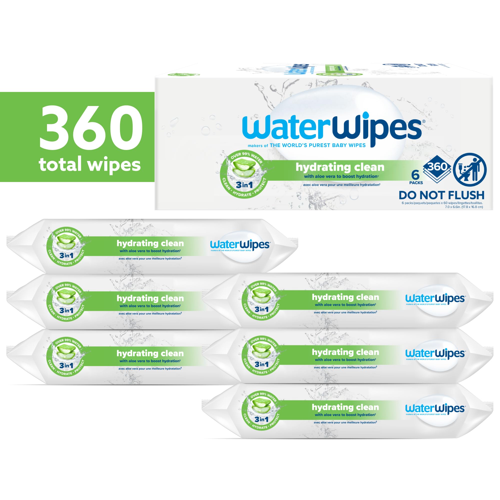 Foto 3 pulgar | Toallitas Para Bebés Waterwipes Hydrating Clean, 99% A Base De Agua, 360 Unidades - Venta Internacional.