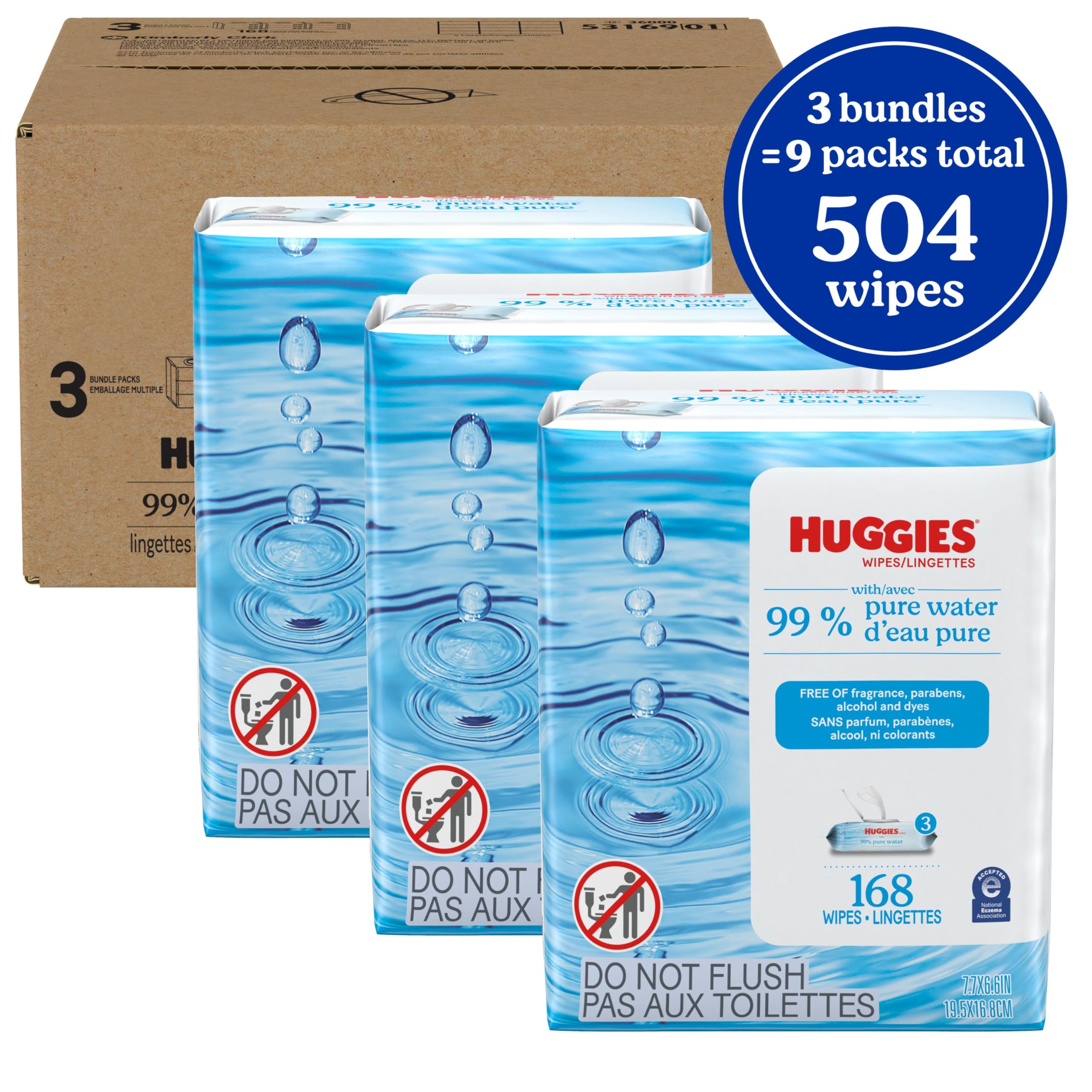 Foto 2 | Toallitas Húmedas Huggies, 99% De Agua Pura, Sin Perfume, 504 Toallitas - Venta Internacional.