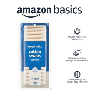 Foto 2 | Bastoncillos De Algodón Amazon Basics, 2000 Unidades (4 Paquetes De 500) - Venta Internacional.