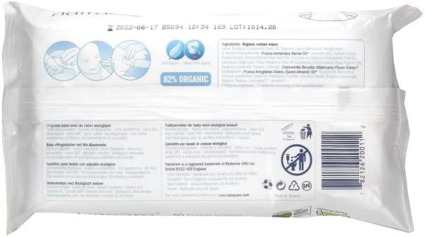 Foto 2 | Toallitas Húmedas Para Bebés Natracare De Algodón Orgánico De 50 Quilates (paquete De 6) - Venta Internacional.