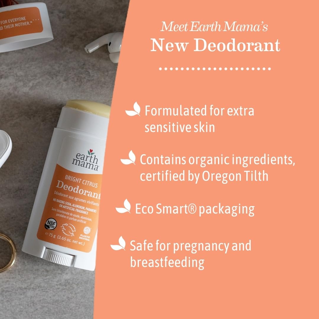 Foto 6 pulgar | Desodorante Earth Mama Bright Citrus, 78 Ml, Seguro Para Pieles Sensibles - Venta Internacional.