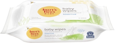 Foto 2 | Toallitas Para Bebés Burt's Bees Sin Cloro, 72 Unidades (paquete De 1) - Venta Internacional.