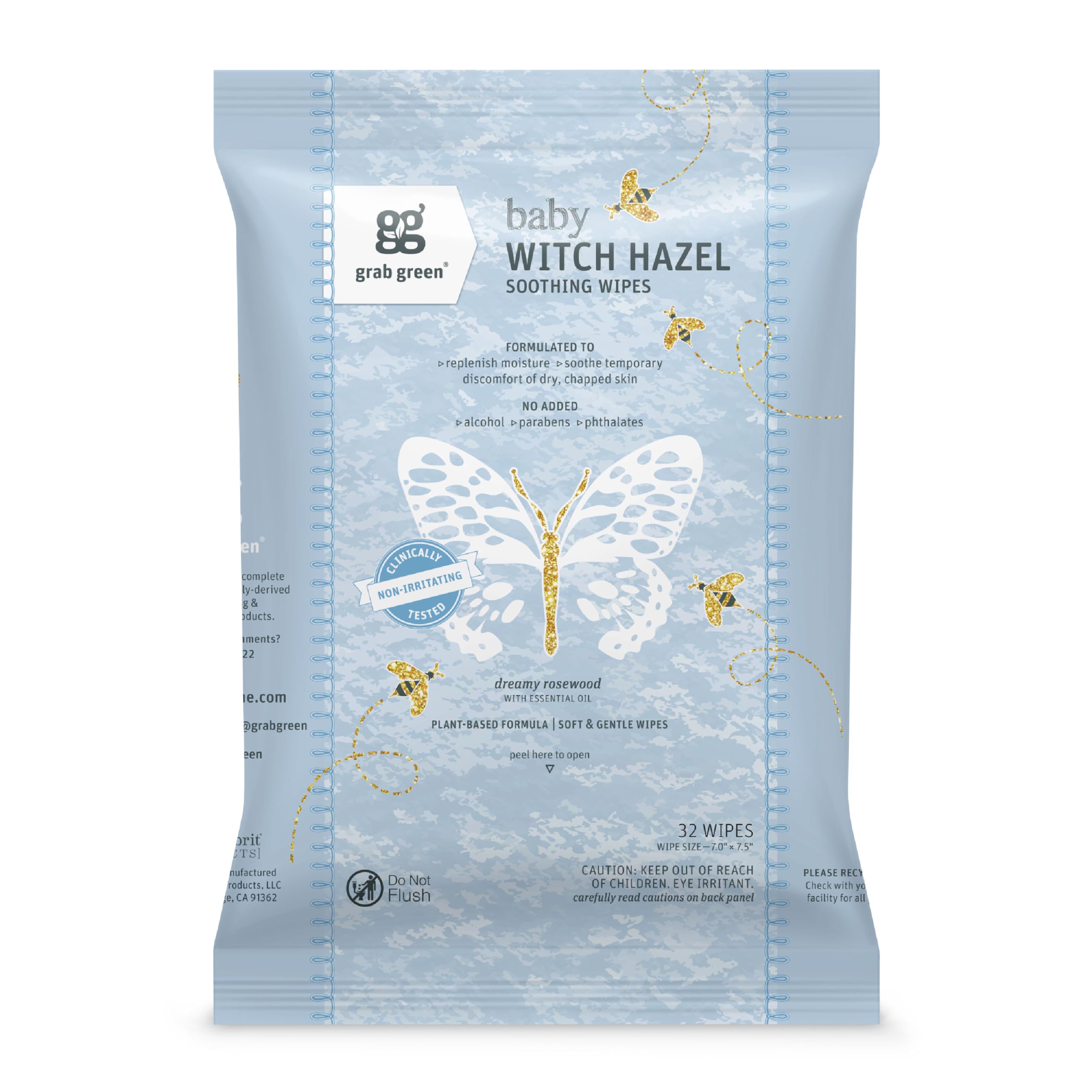 Toallitas Para Bebés Grab Green Witch Hazel Soothing 32 Toallitas - Venta Internacional.