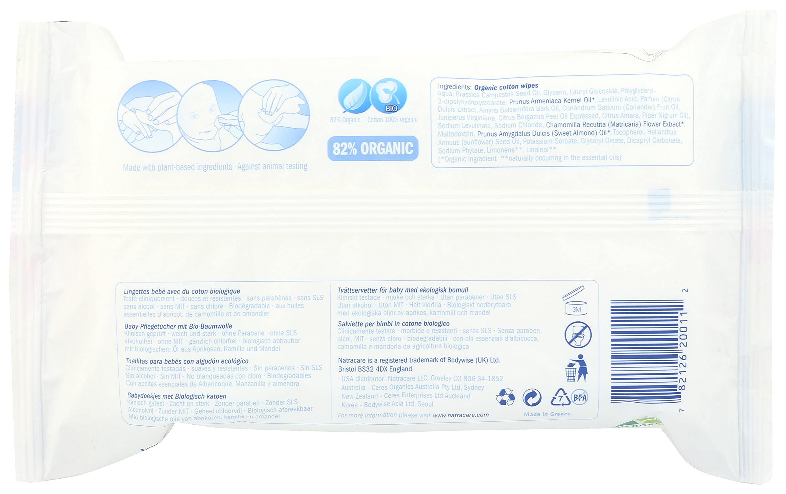 Foto 5 pulgar | Toallitas Para Bebés Natracare De Algodón Orgánico Con Aceites Esenciales 50u - Venta Internacional.