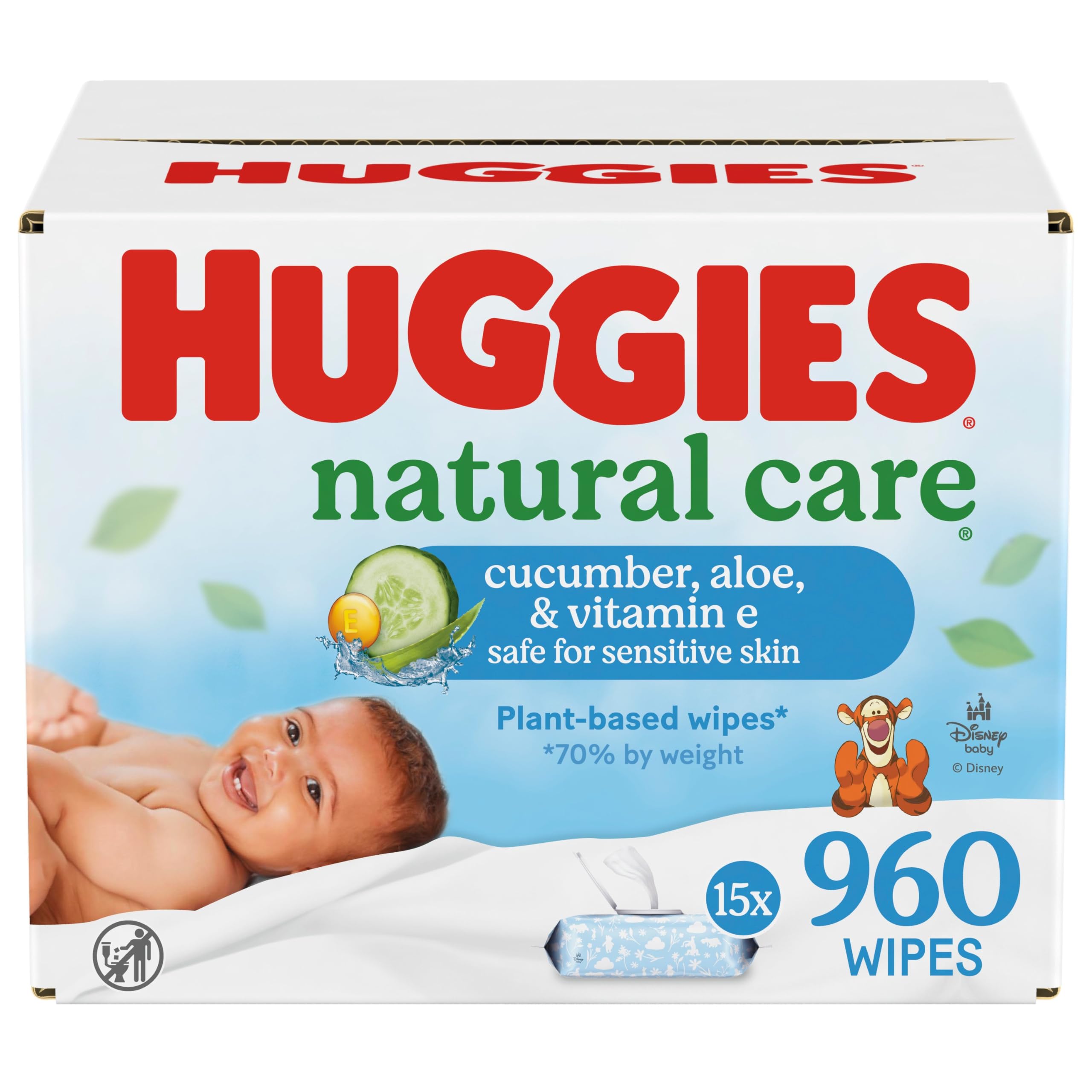 Foto 2 pulgar | Toallitas Húmedas Huggies Natural Care Con Pepino  Aloe Y Vitamina E - Venta Internacional.