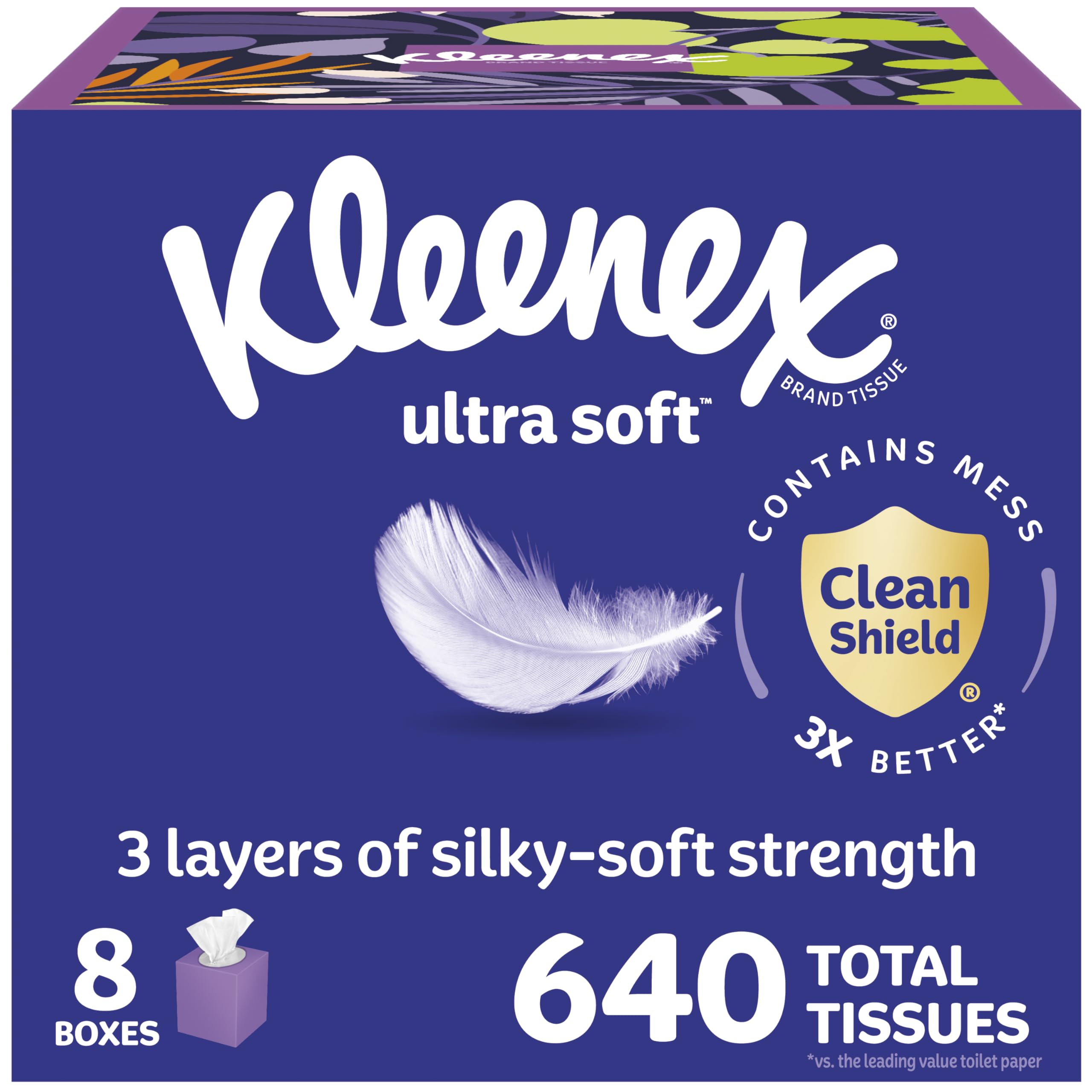 Foto 2 pulgar | Pañuelos Faciales Kleenex Ultra Soft De 3 Capas  80 Pañuelos X 8 Cajas - Venta Internacional.