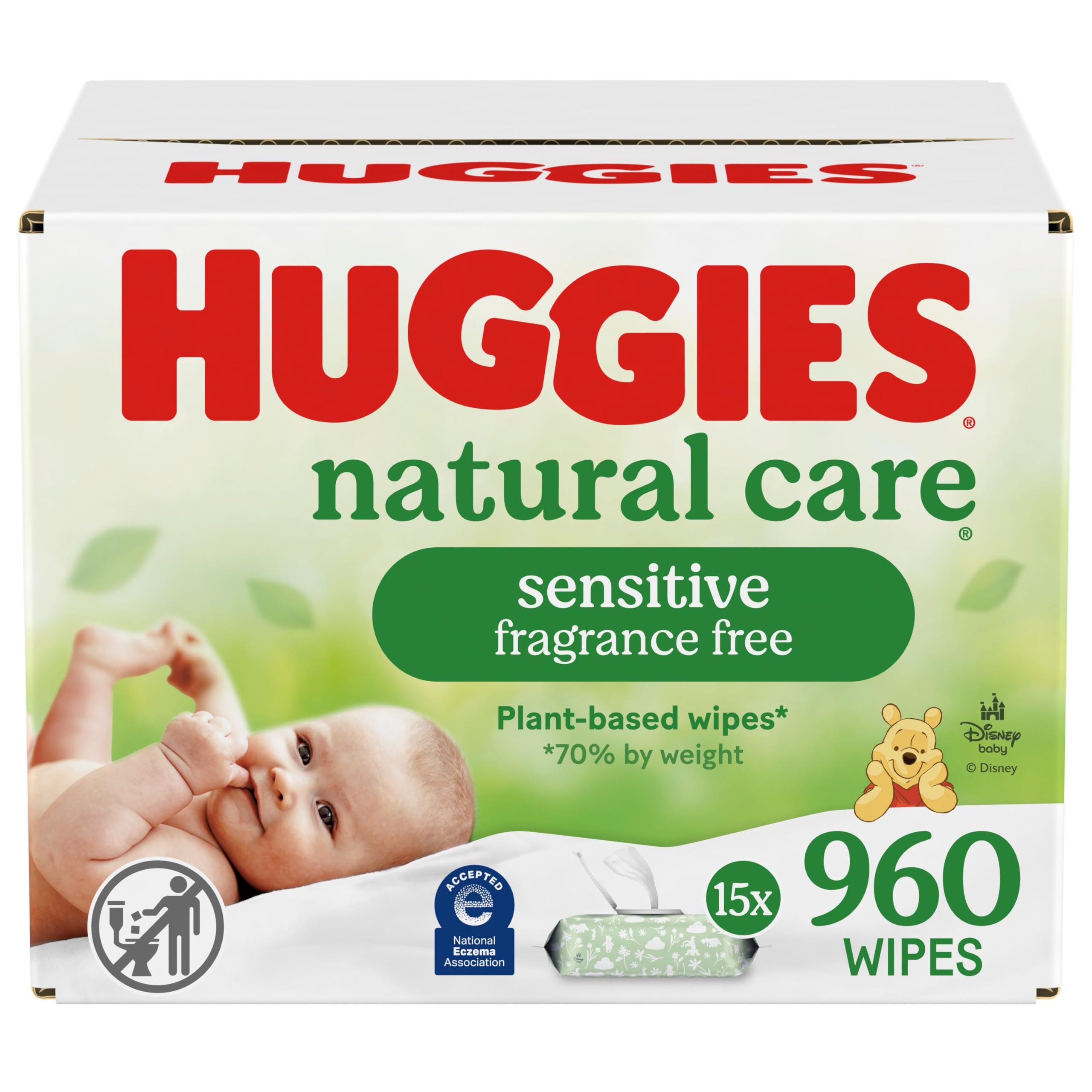 Toallitas Para Bebés Huggies Natural Care Sensitive Sin Perfume 960 Unidades - Venta Internacional.