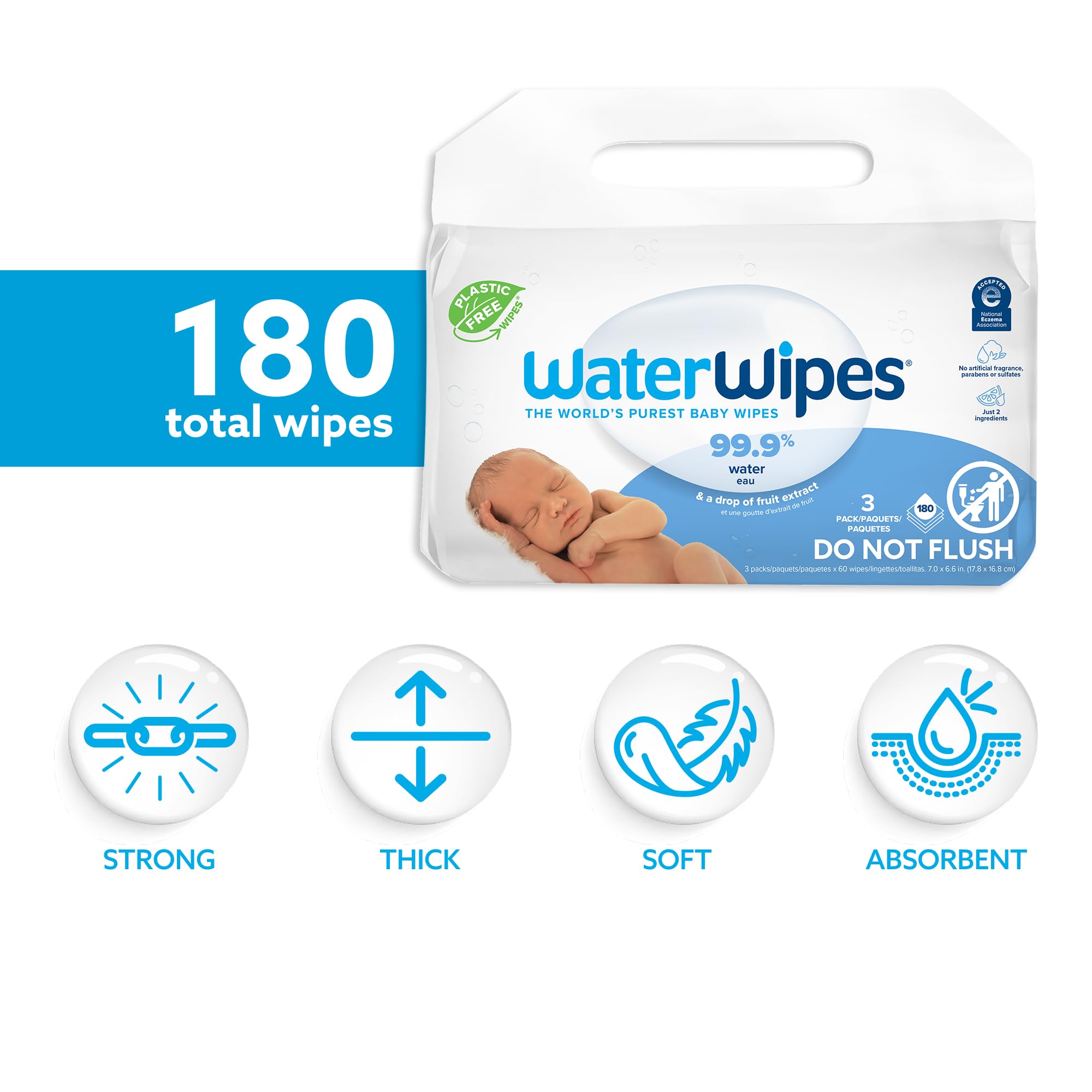 Foto 3 pulgar | Toallitas Húmedas Para Bebés Sin Plástico Originales Con 99 9% De Agua X180 - Venta Internacional.