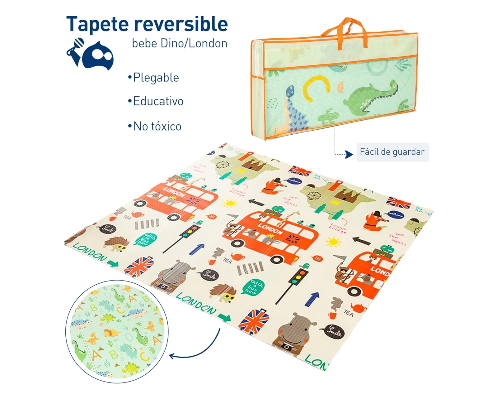 Foto 2 | Bluelander Tapete Para Bebe, Tapete De Juegos Para Niños, Diseño Plegable, Tamaño De 2 M X 1.5 M X 1 Cm, Espu