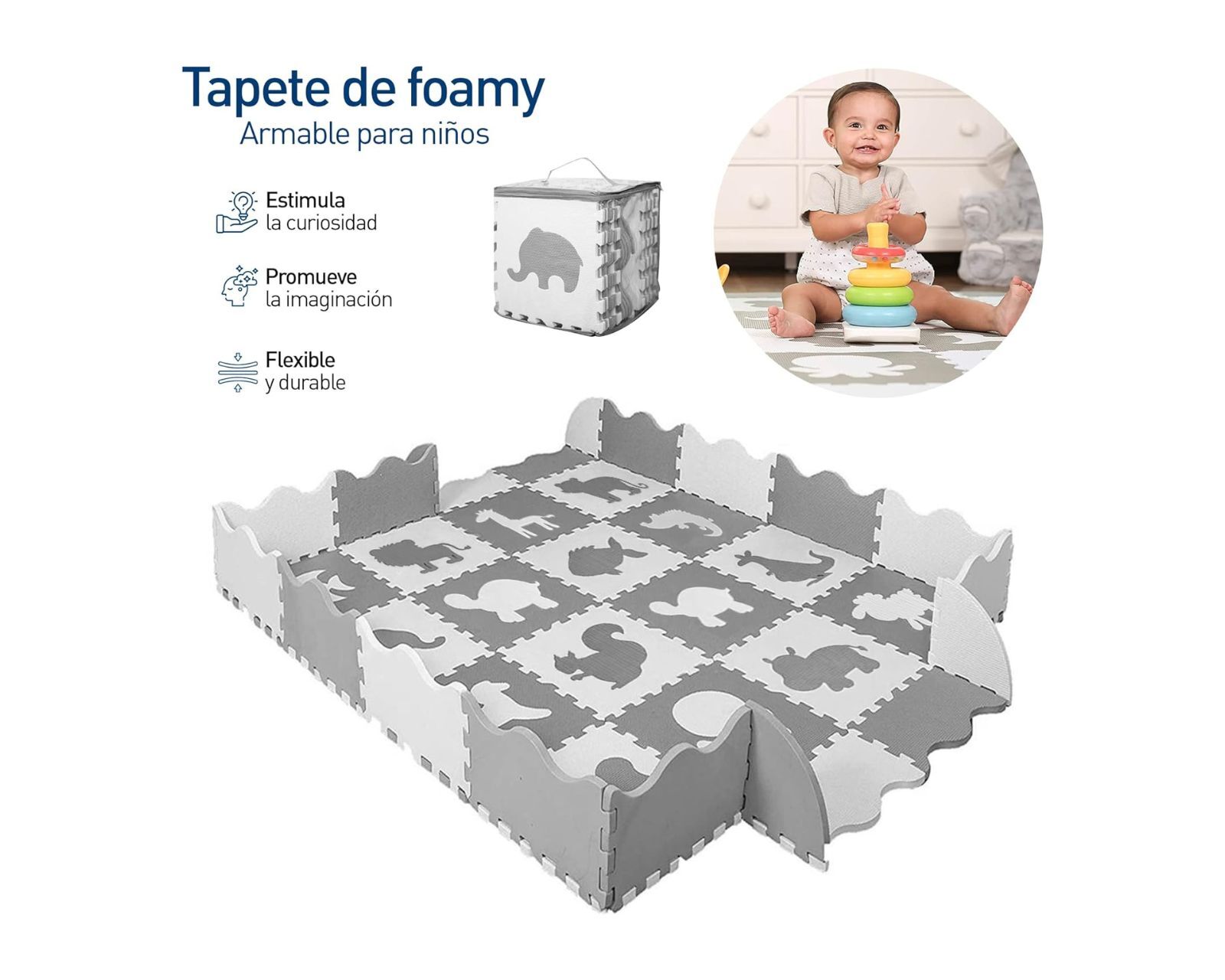 Foto 2 | Bluelander Tapete Para Bebe, Tipo Rompecabezas De Juegos Para Bebés, Foamy, Espuma Sólida, Piso De Foamy De 1.