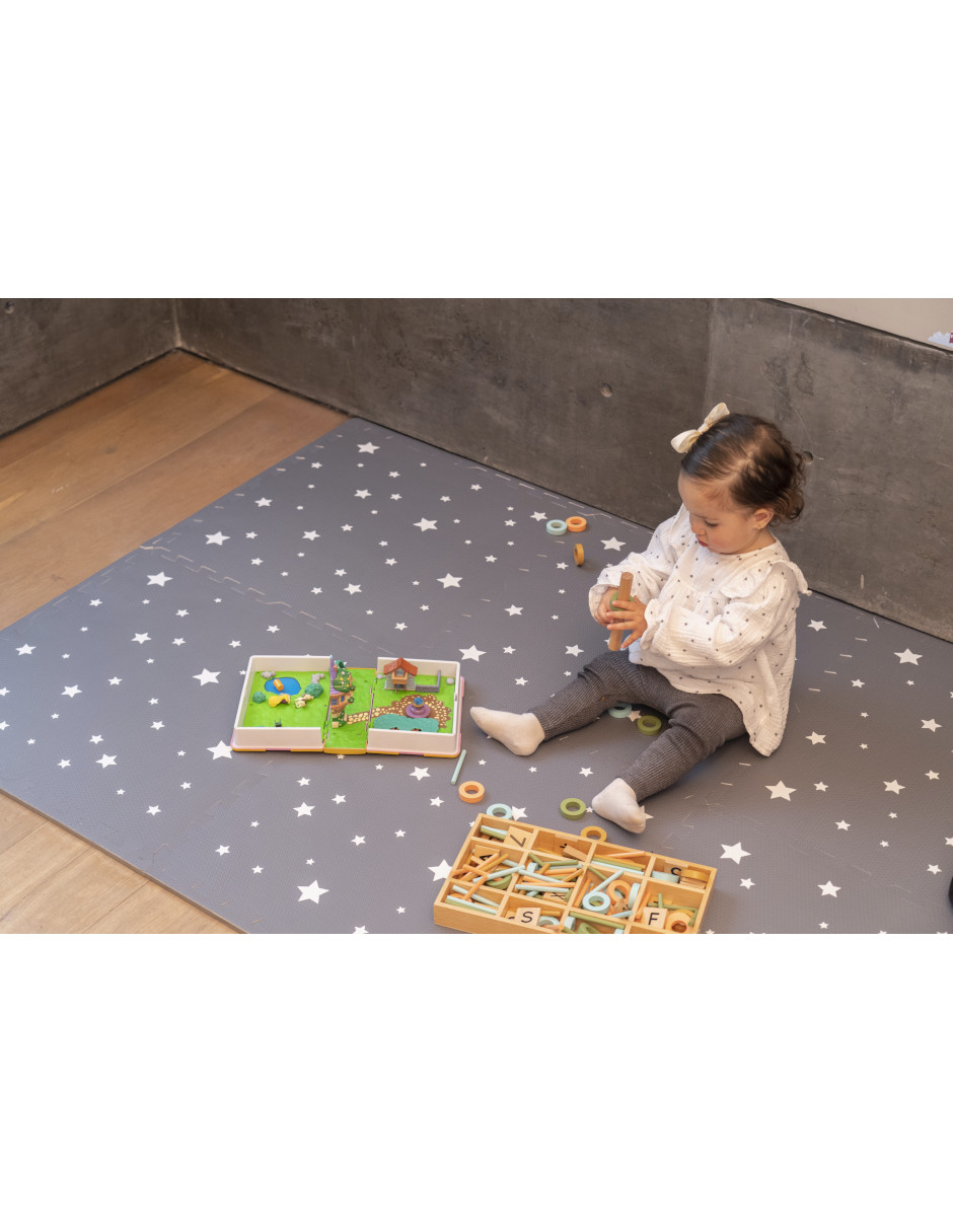 Foto 4 | Tapete Nuzu Armable De Foam Para Bebés Gris Obscuro De Estrellas