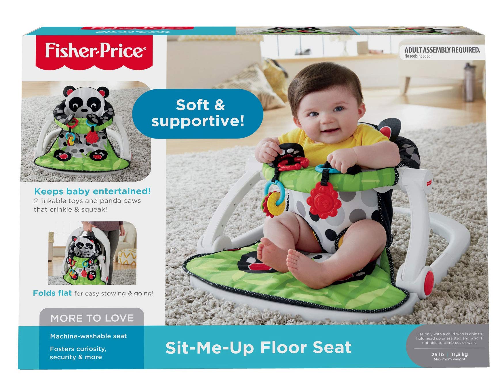 Foto 6 pulgar | Silla Portátil Para Bebés Fisher-price Sit-me-up Con Juguetes Panda Paws - Venta Internacional.
