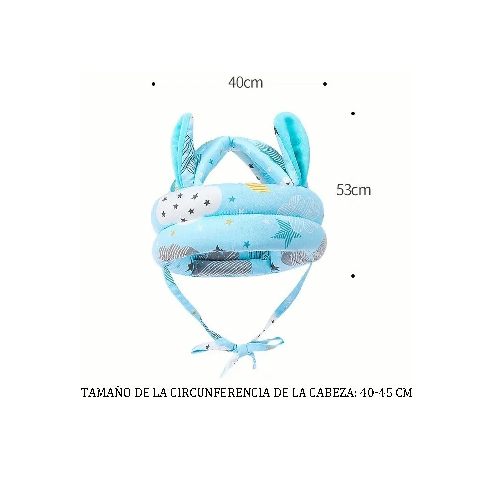 Foto 3 pulgar | Casco para Bebés Antigolpes más Rodilleras Azul Elephant