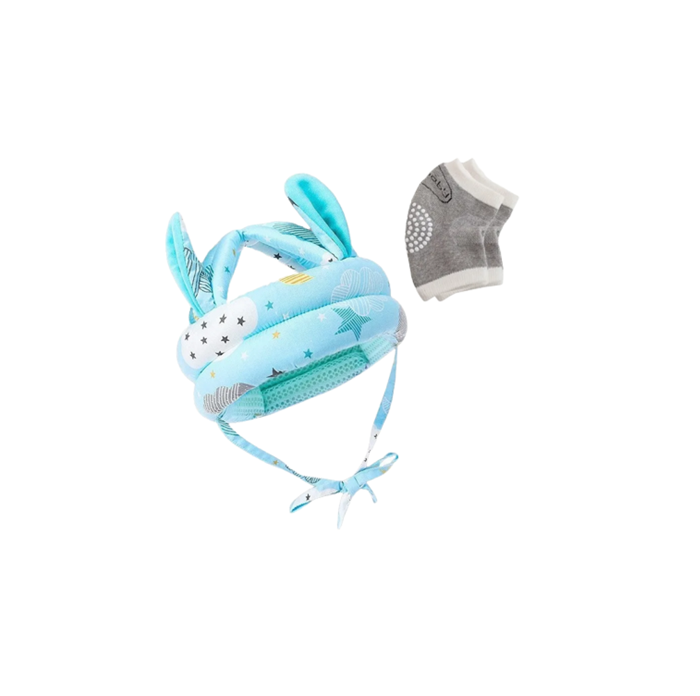 Foto 2 pulgar | Casco para Bebés Antigolpes más Rodilleras Azul