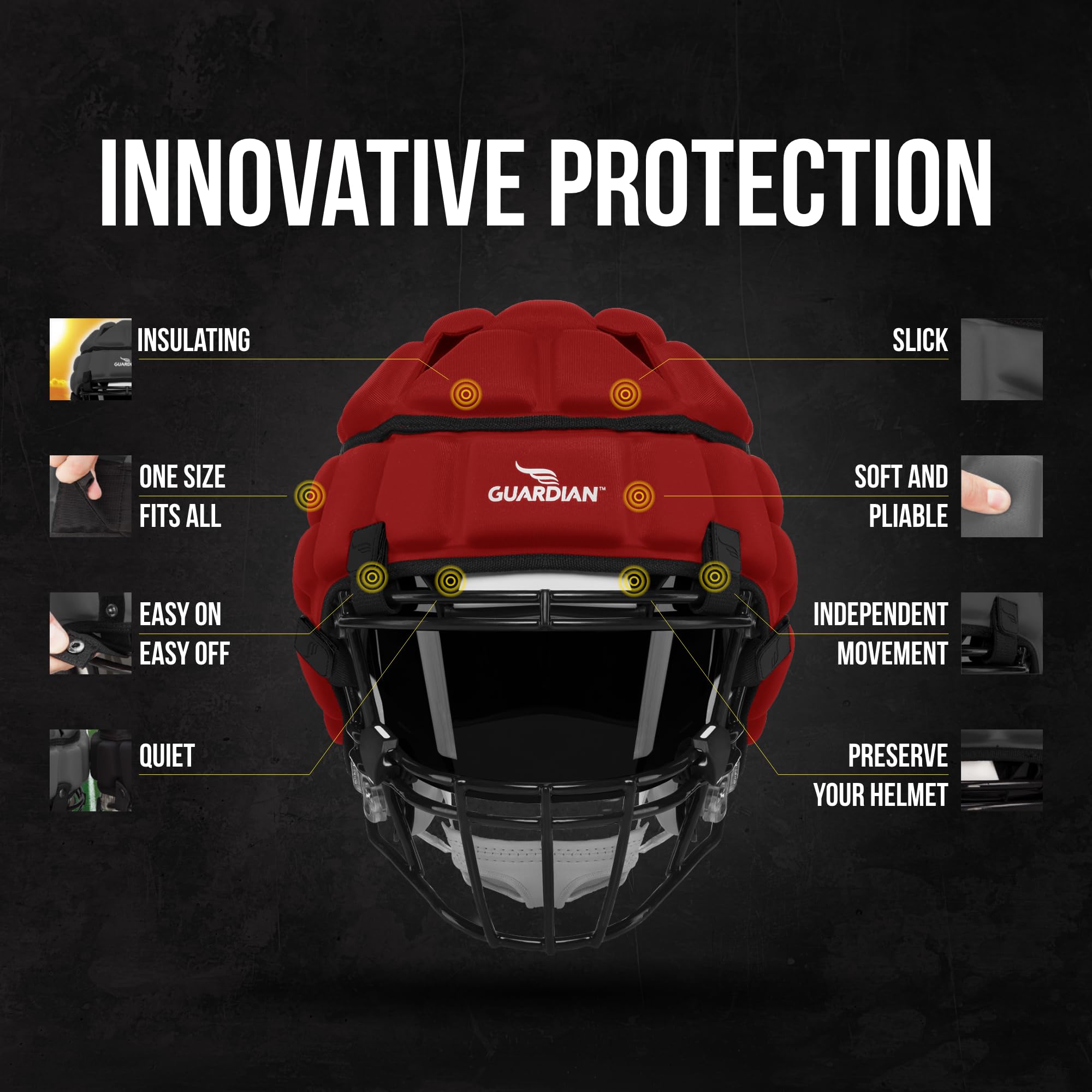 Foto 4 pulgar | Funda Para Casco Guardian Cap Soft-shell Para Fútbol, Color Rojo - Venta Internacional.