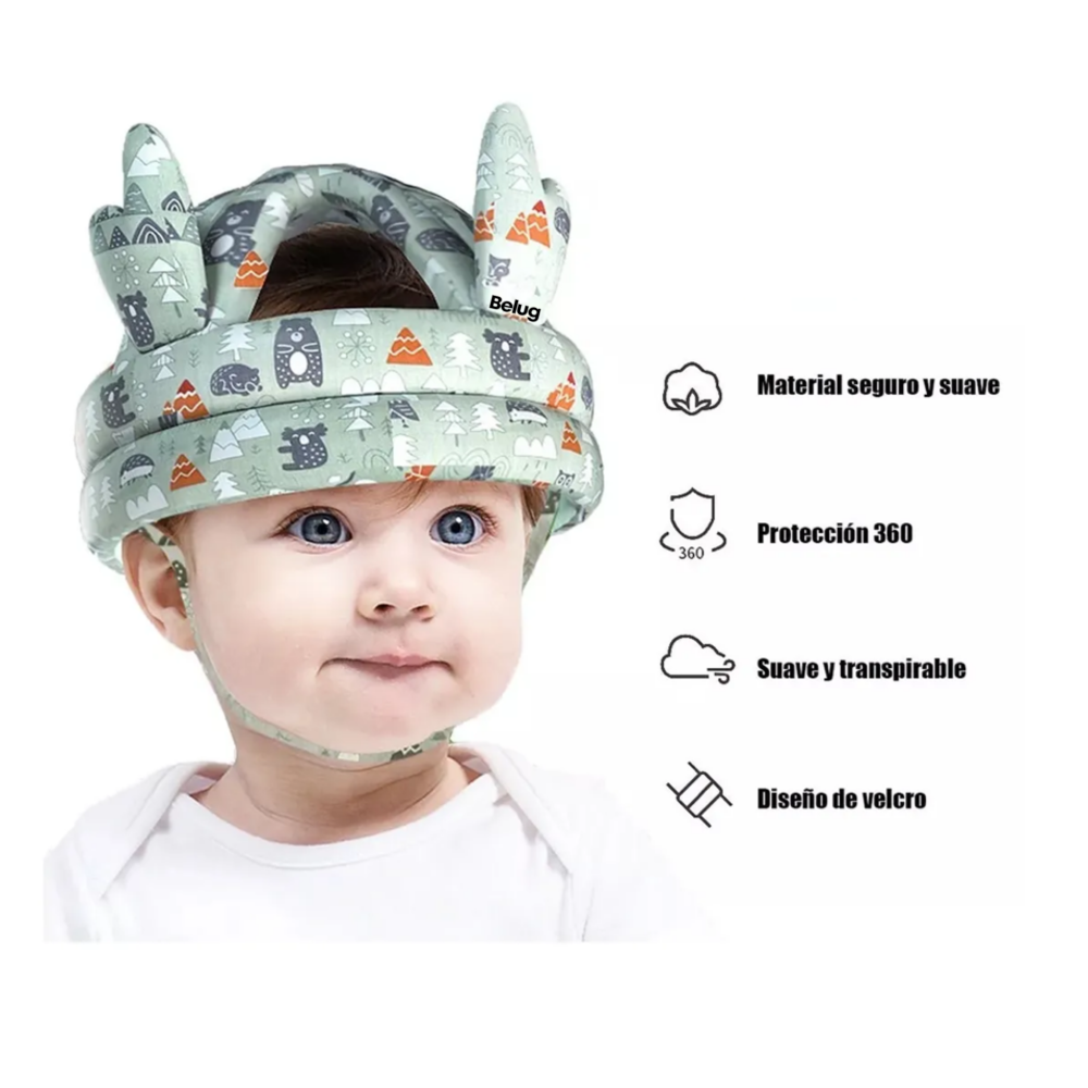 Foto 2 | Gorro Protección Caídas Cascos Bebés Belug Verde Claro