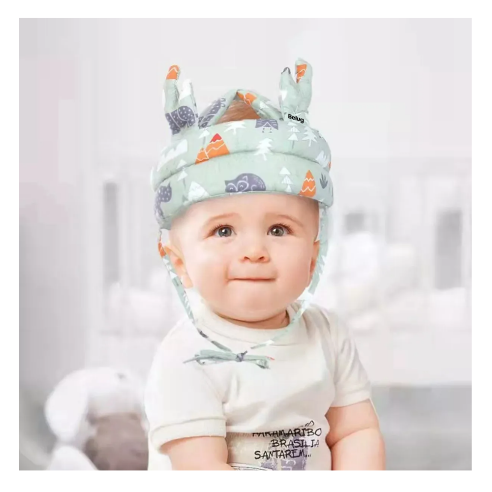 Foto 5 pulgar | Gorro Protección Caídas Cascos Bebés Belug Verde Claro