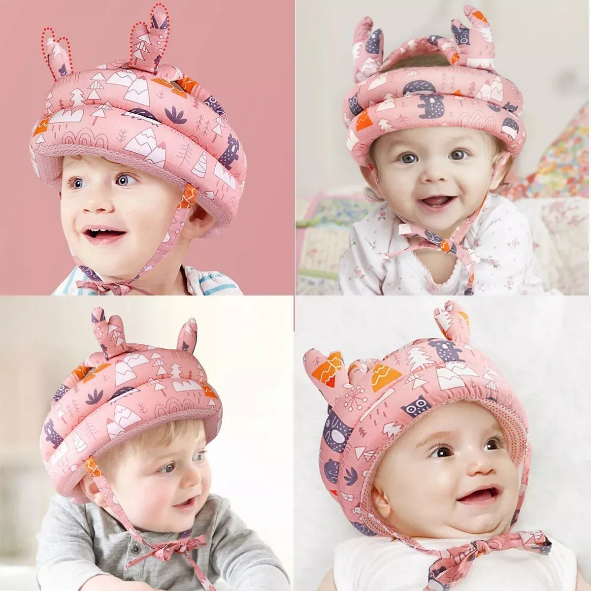 Foto 4 pulgar | Gorro Protección  Belug Caídas Cascos Bebes Rosa Claro